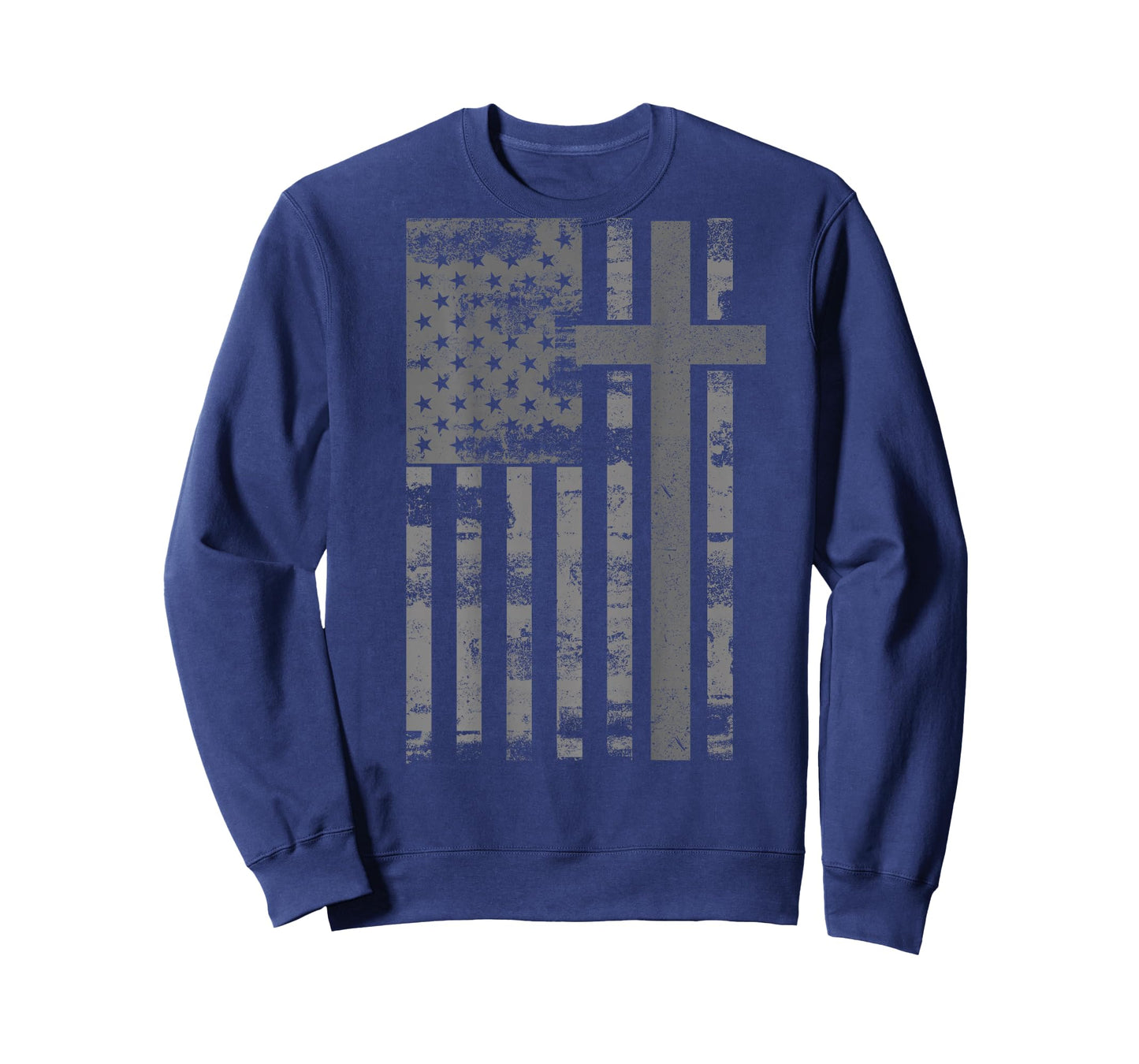 (Art on Back) American USA Flag Christian Cross Patriotic T-Shirt