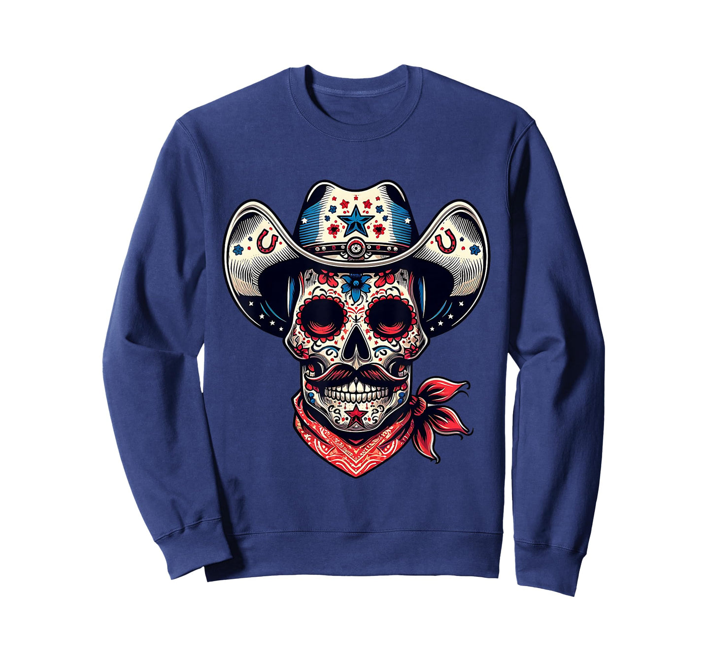 Patriotic Cowboy Hat Sugar Skull 4th of July Women Men Boys T-Shirt