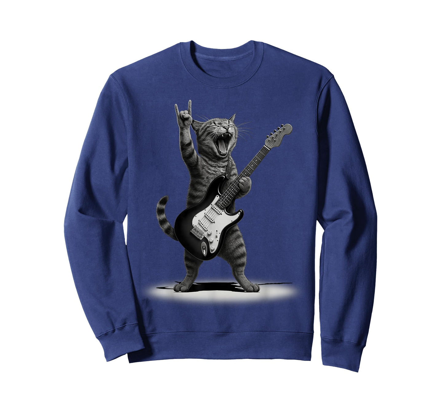 Cat Playing Guitar Rock Star Rock and Roll Men Women Kids T-Shirt