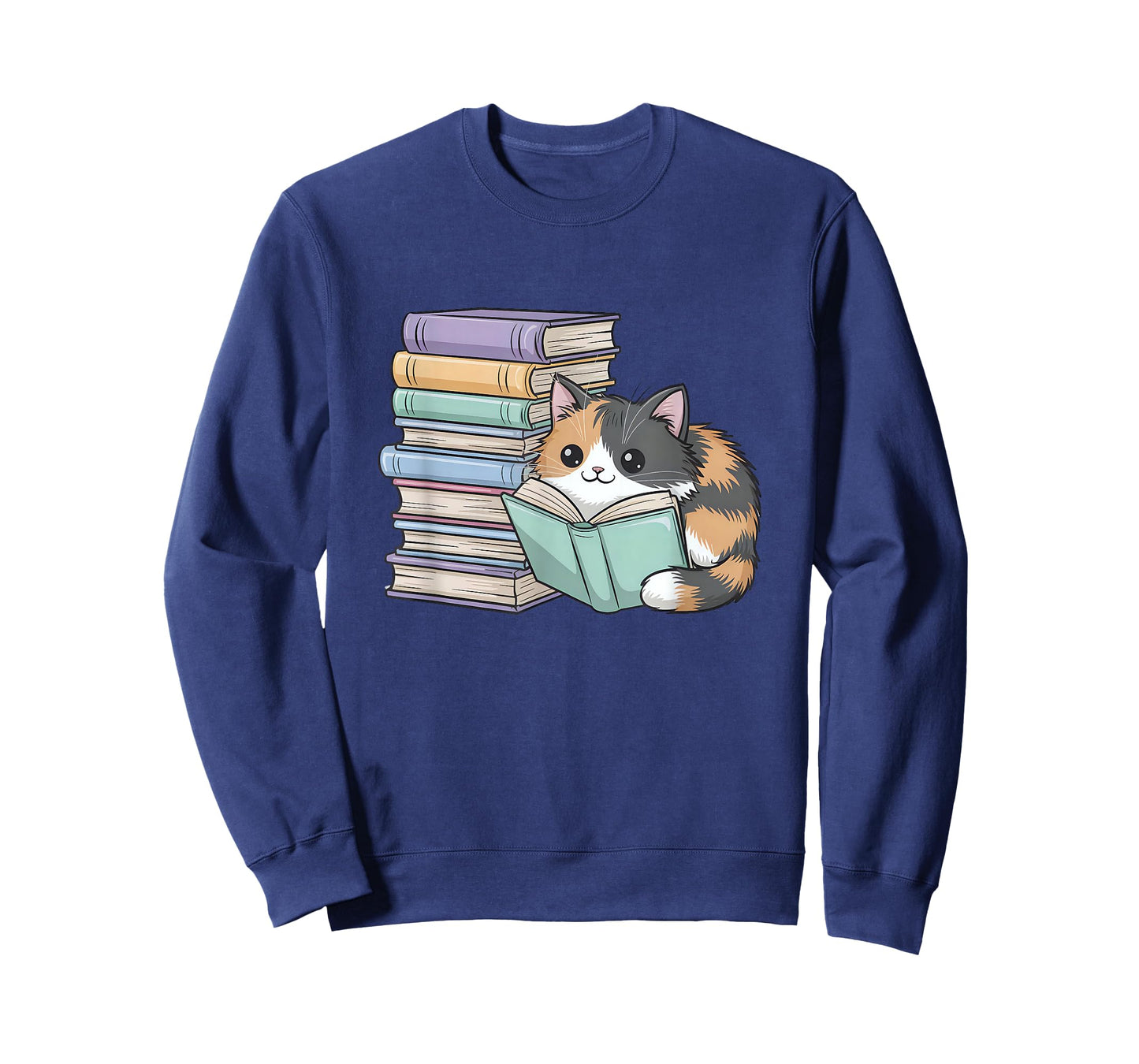 Cat On Books Pets Cats Reading Book Nerd Read Reader Bookcat T-Shirt
