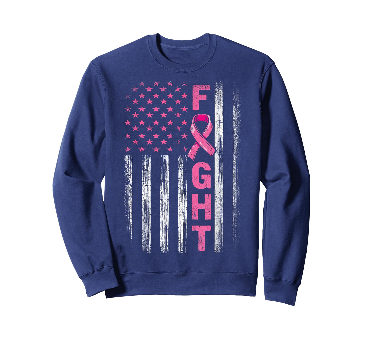 Breast Cancer Awareness American Flag Fight Pink Ribbon T-Shirt