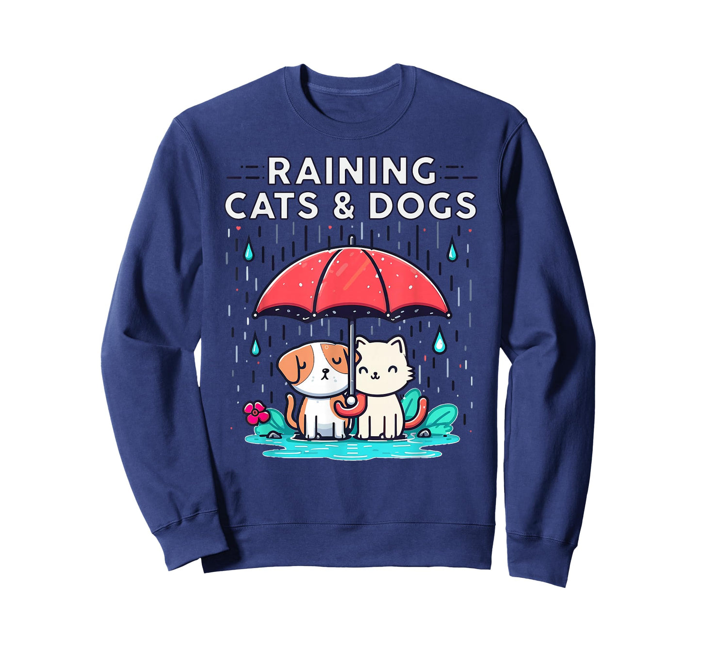 Raining Cats and Dogs Funny Idiom Canine Feline Puppy Kitty T-Shirt