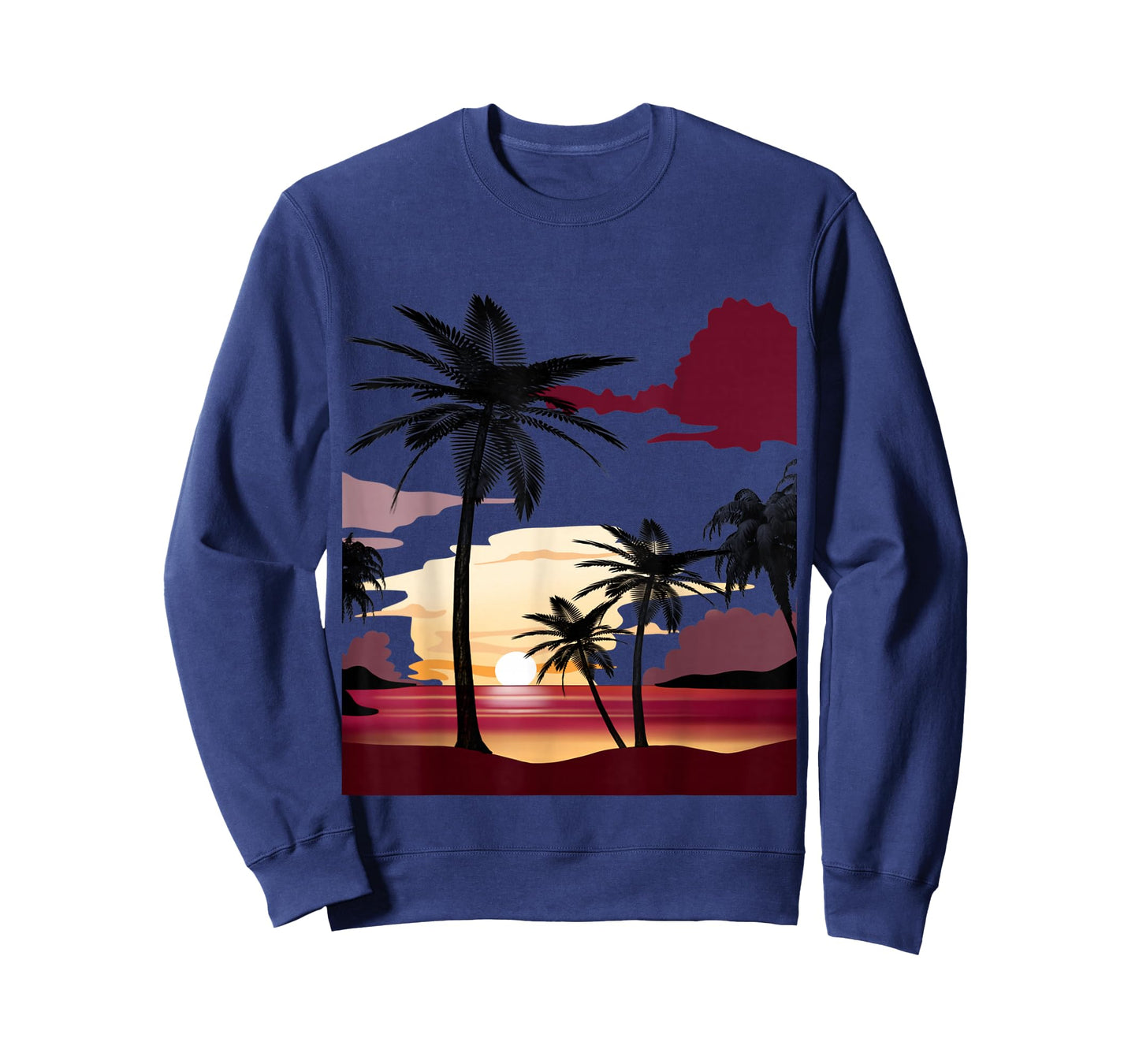 Beautiful Deep Red Sunset with Silhouetted Palm Trees T-Shirt