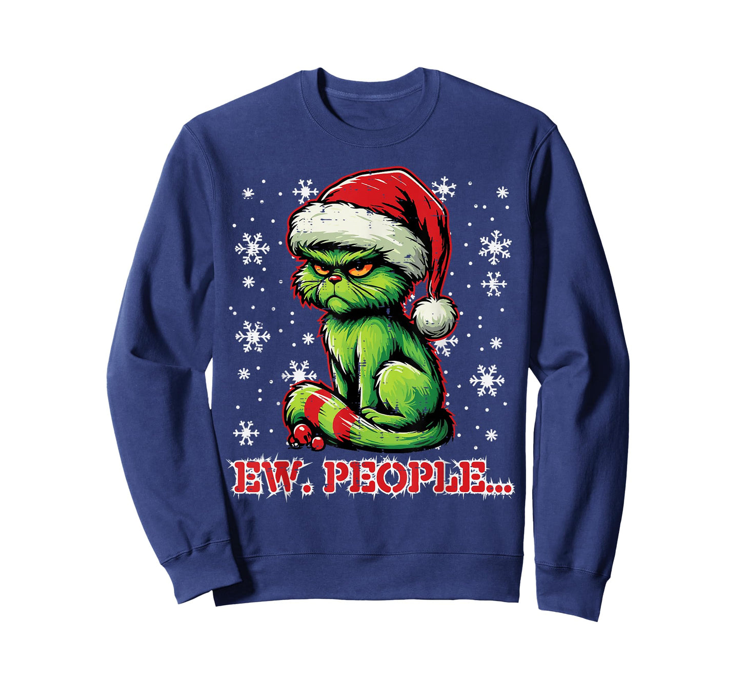 Christmas Cat Santa Ew People Funny Xmas Men Women Kids T-Shirt
