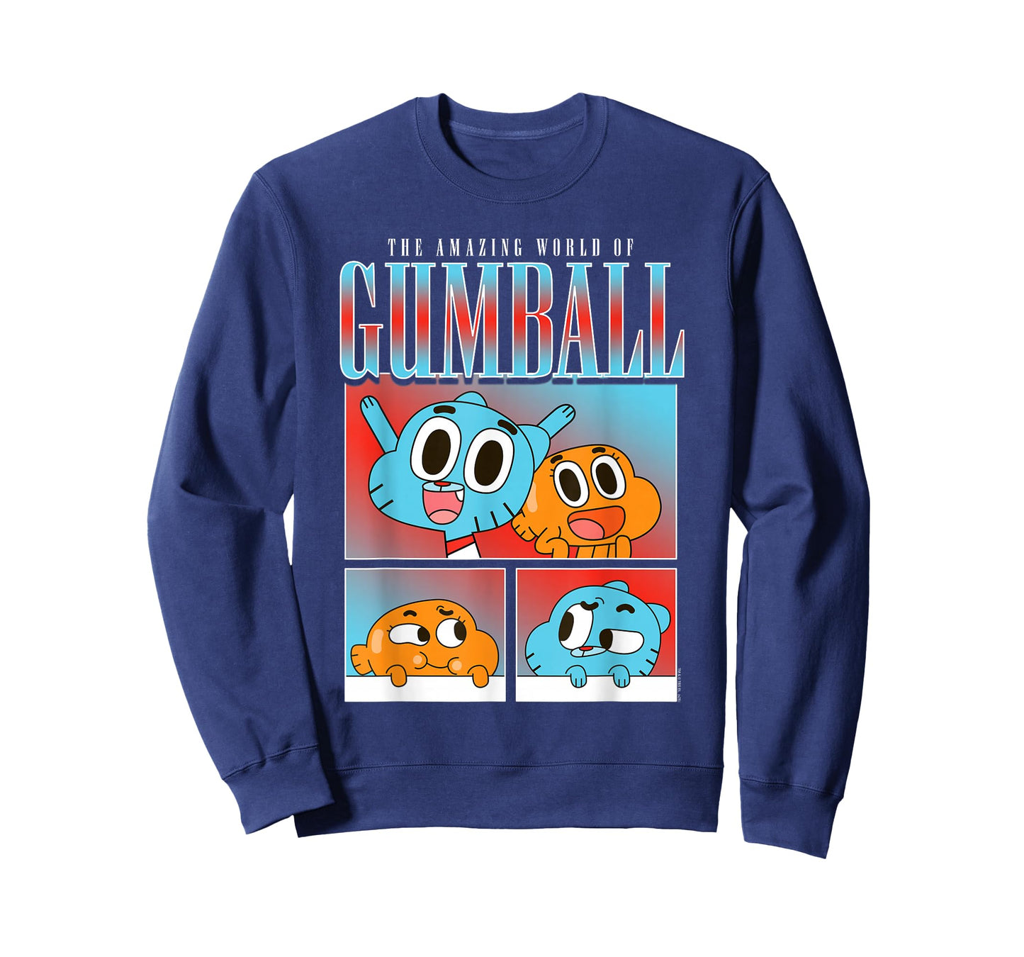 Gumball and Darwin Panels Colorful Cat and Fish Cartoon T-Shirt