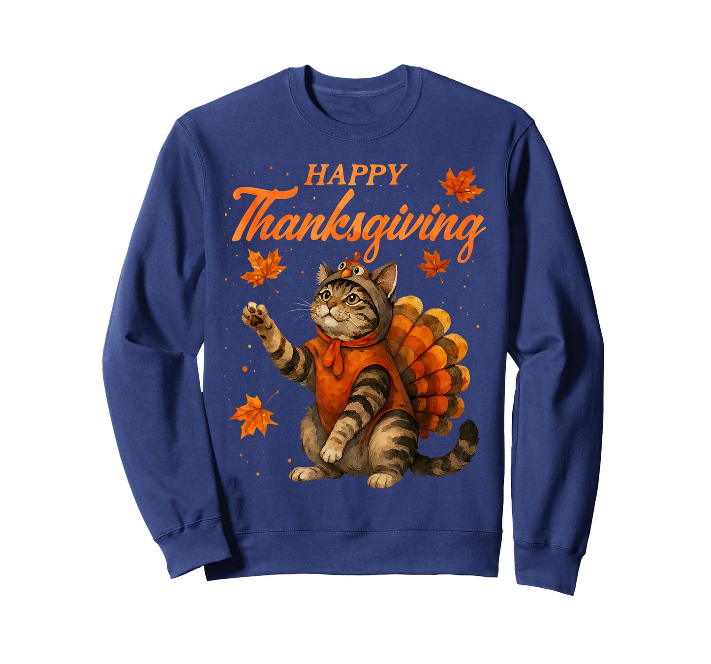 Cute Cat Turkey Happy Thanksgiving Fall Meow Cat Lover T-Shirt