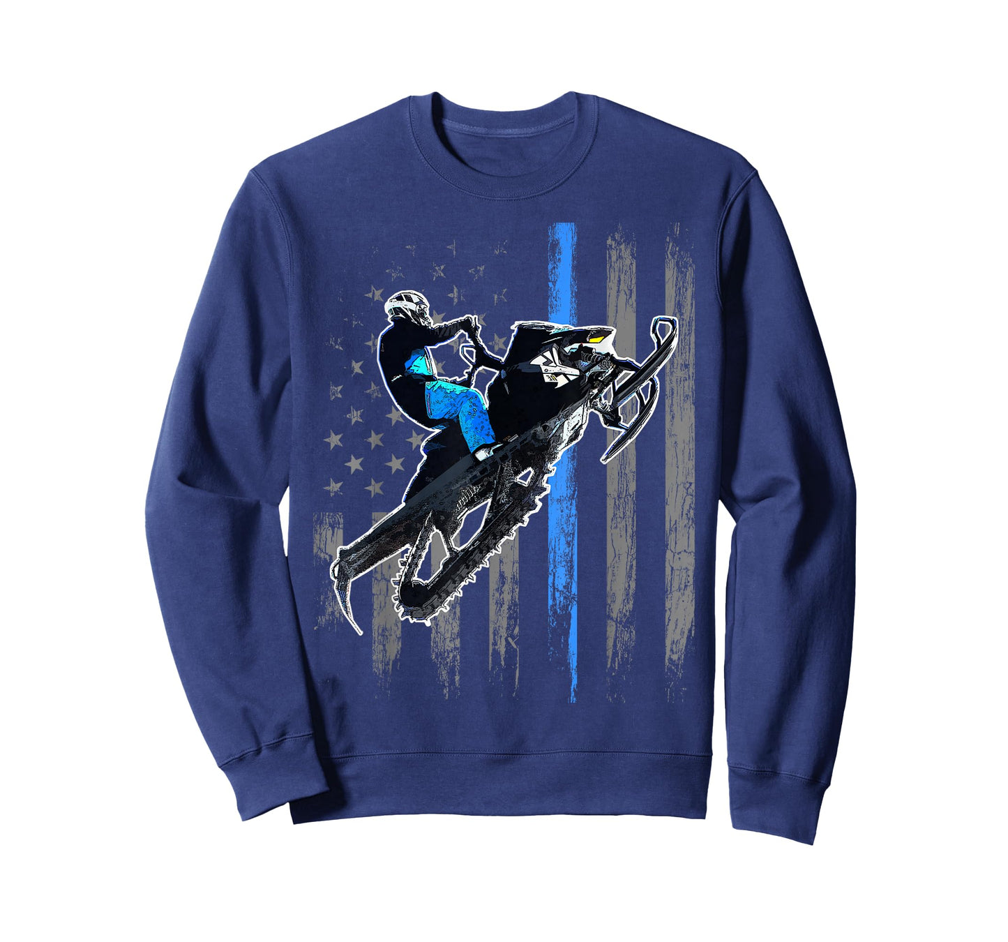 American Flag Snowmobile Men Snowmobile Riding Gift T-Shirt