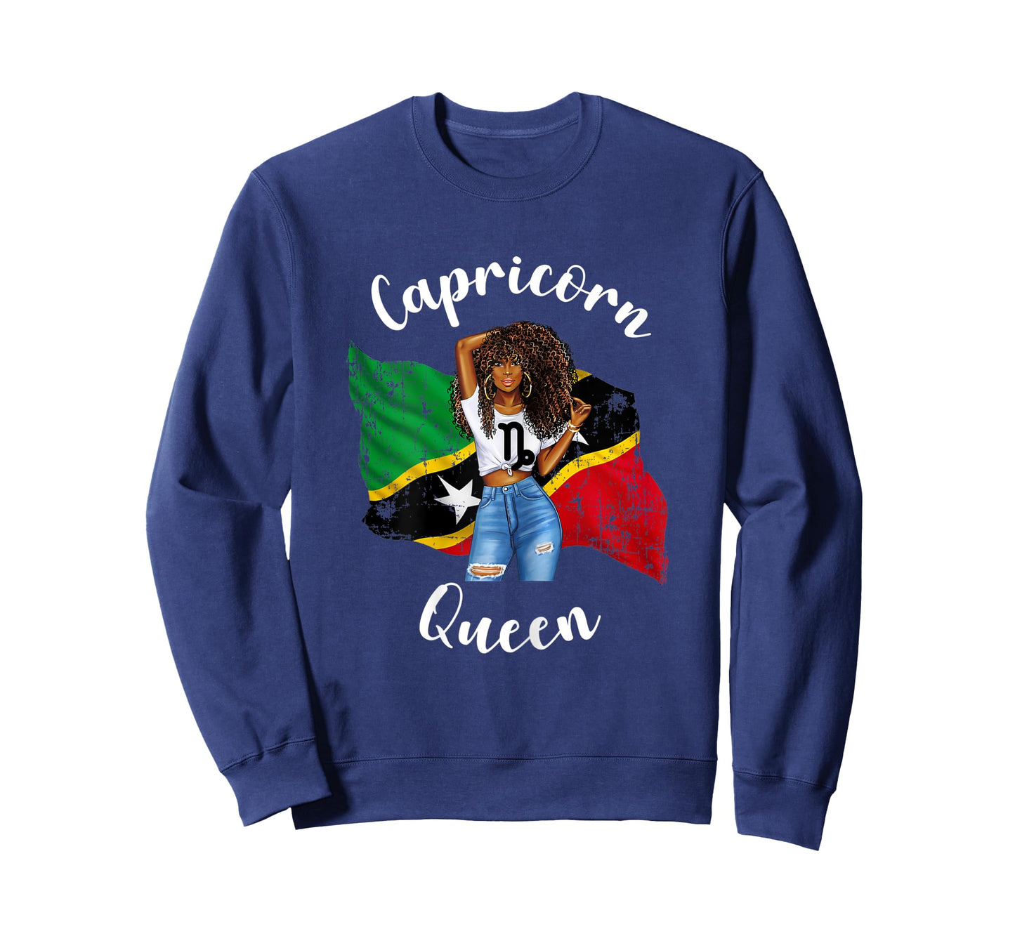 Womens St Kitts Queen Capricorn Birthday Zodiac Astrology January T-Shirt