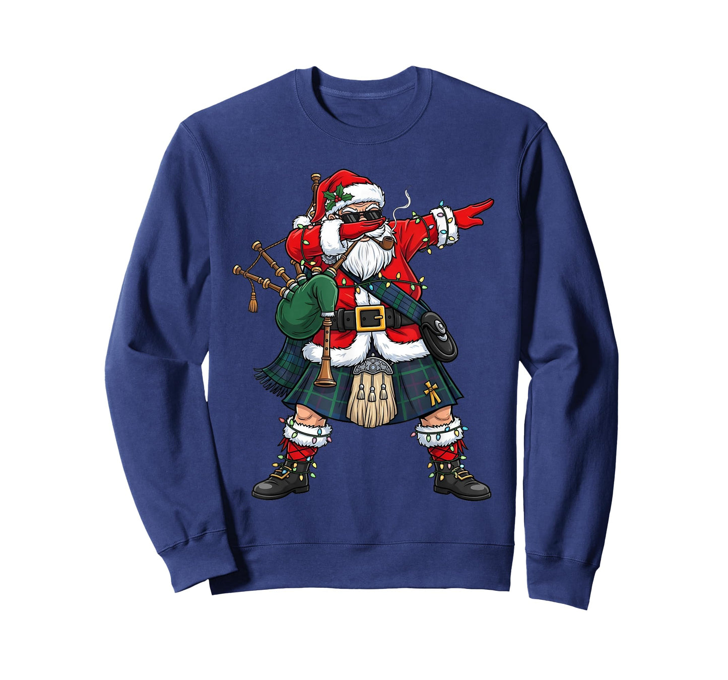 Funny Scottish Santa Bagpipes Dabbing Christmas Holiday Kids T-Shirt