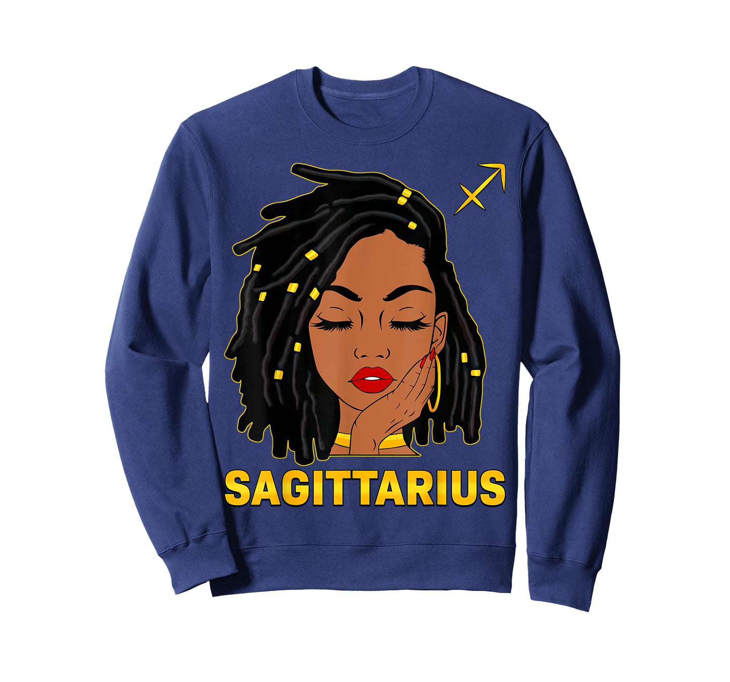 Sagittarius Queen Loc'd Hair Black Woman Zodiac Sign Bday T-Shirt