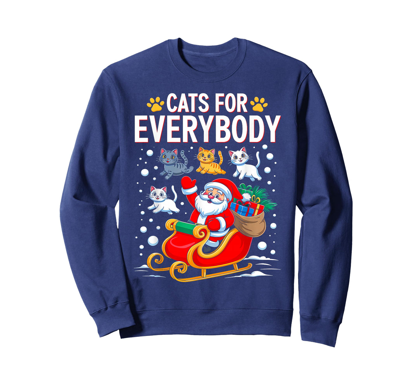 Funny Christmas Cat Santa Xmas Pajamas Cats for Everybody T-Shirt