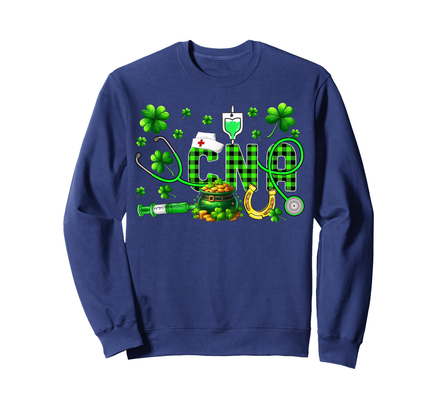 CNA Nurse Stethoscope Shamrocks Lucky Patrick's Day Coin T-Shirt
