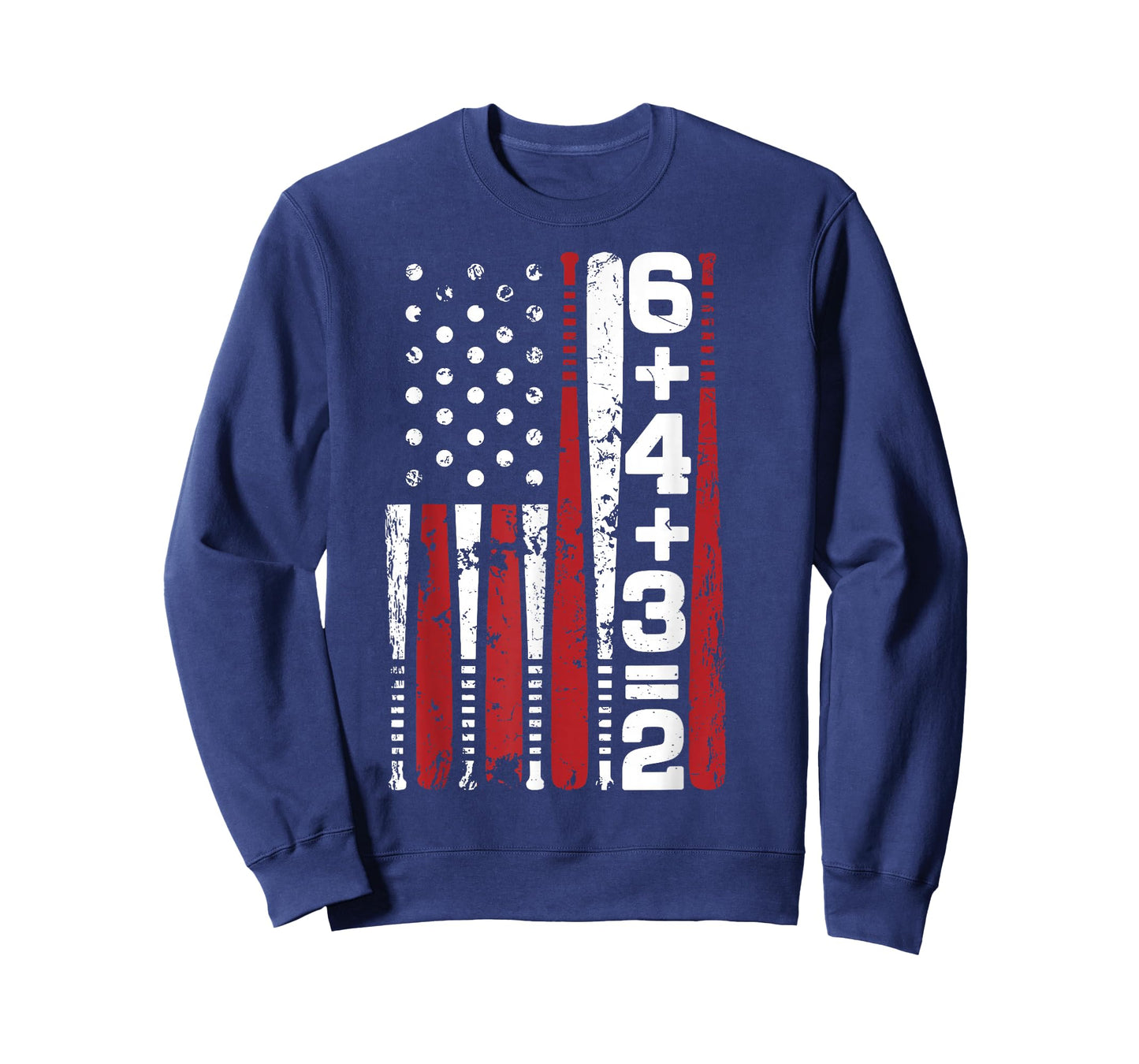 Youth 6+4+3=2 Baseball Math Bat Baseball American Flag Boys T-Shirt