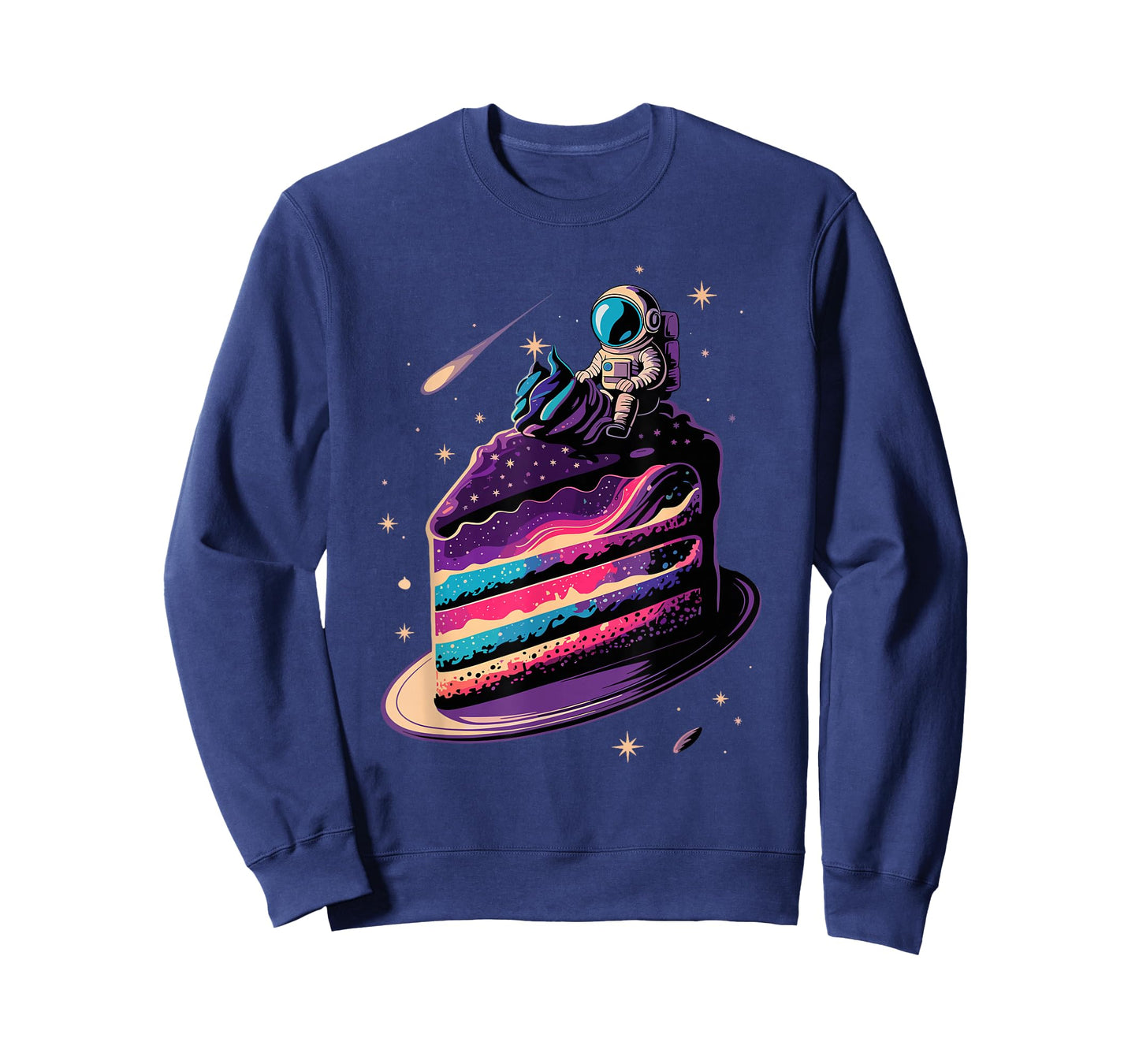 Astronaut Sitting Cake Space Stars Galaxy Planets T-Shirt