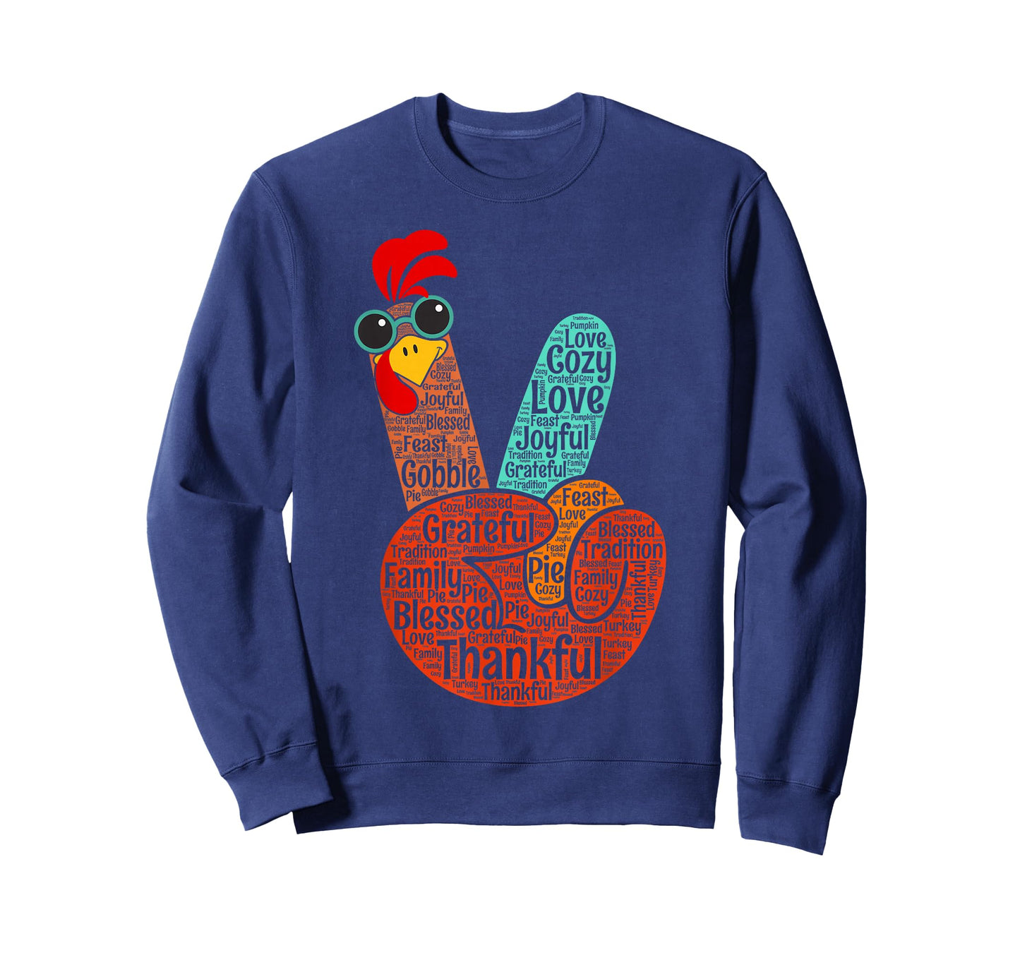 Peace Sign Love Turkey Hand Sign Funny Thanksgiving T-Shirt
