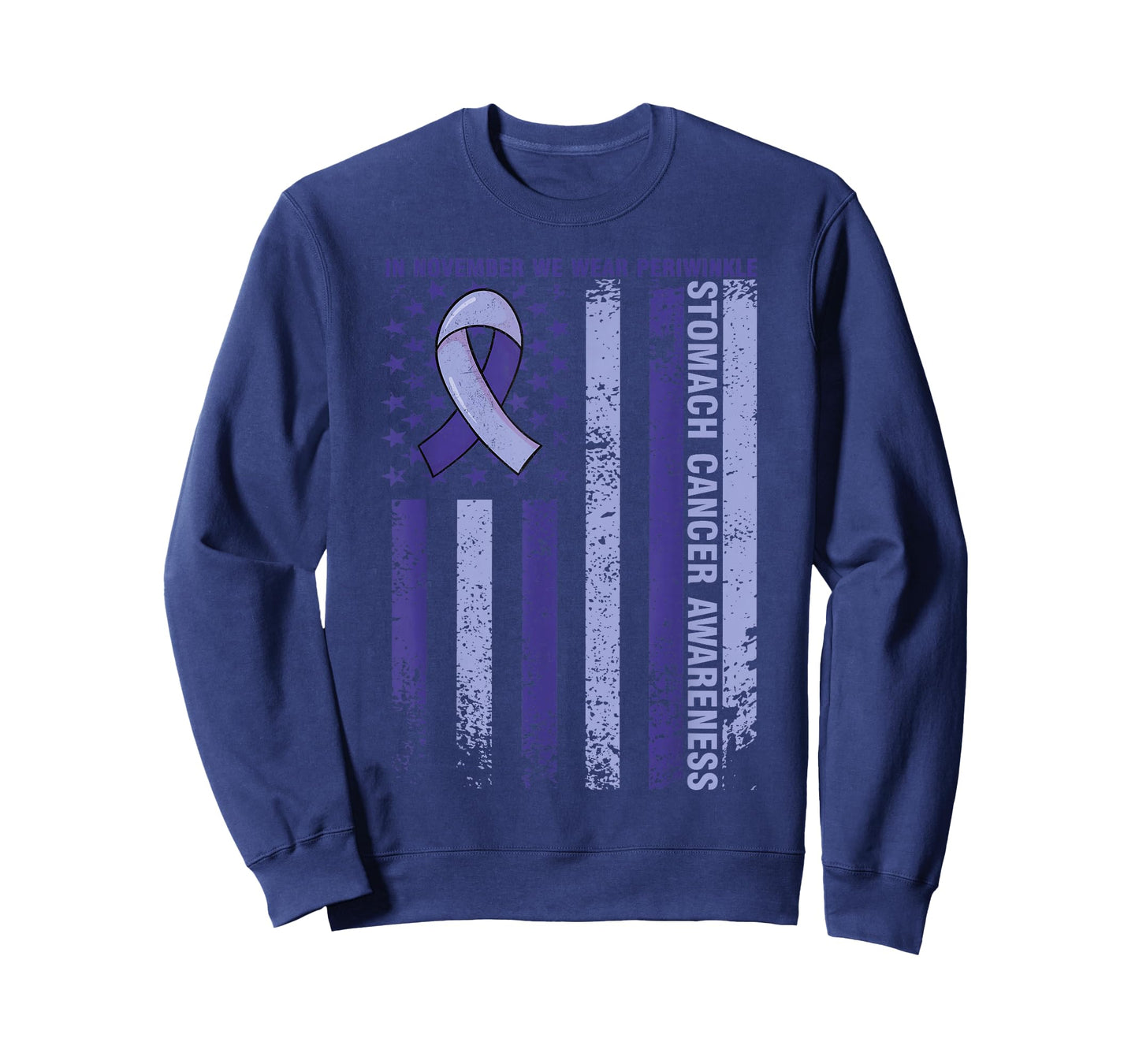 in November We Wear Periwinkle Stomach Cancer Awareness Flag T-Shirt