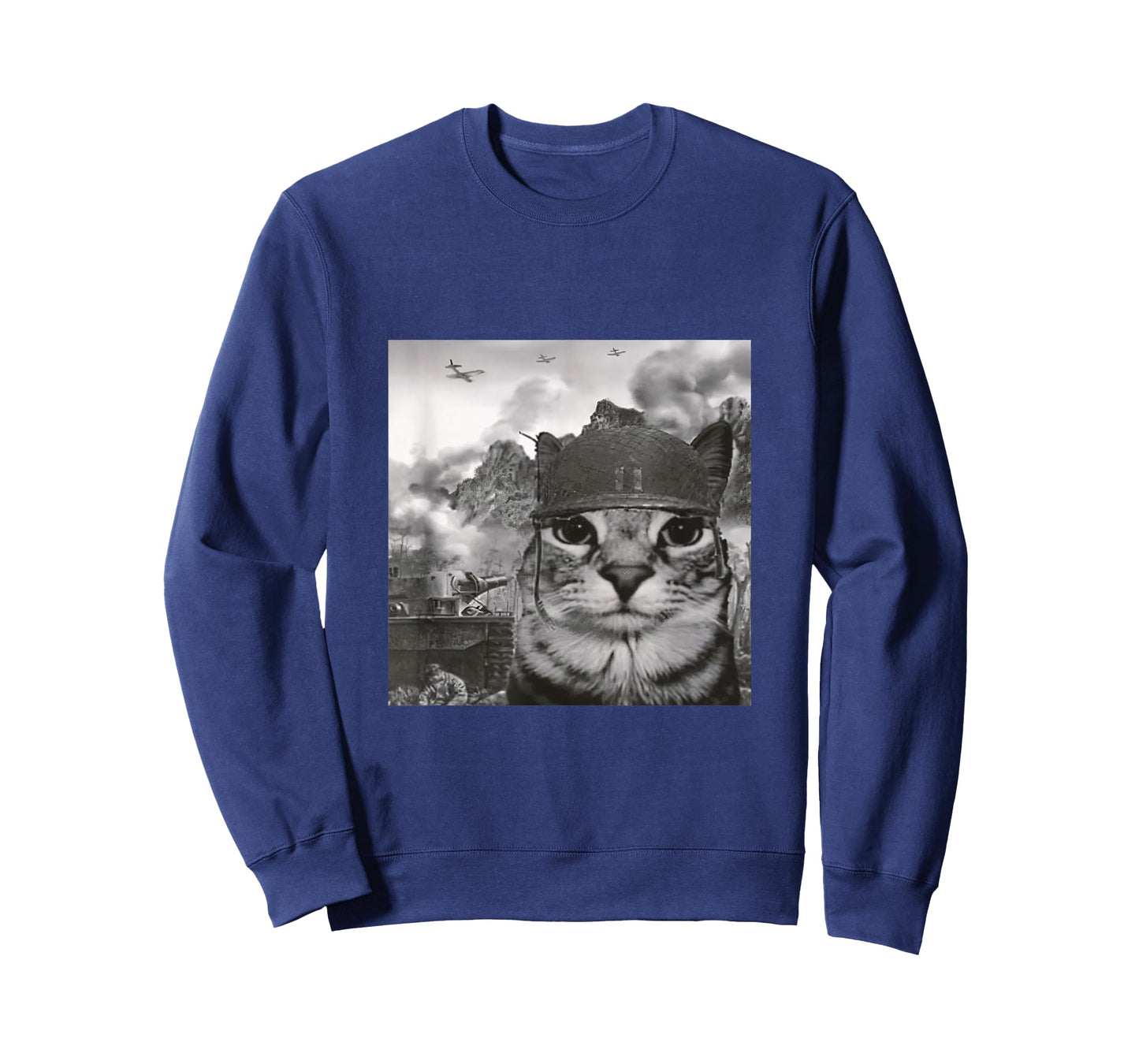 War Cat in The Battlefield, Kitten Soldier Selfie in Battle T-Shirt