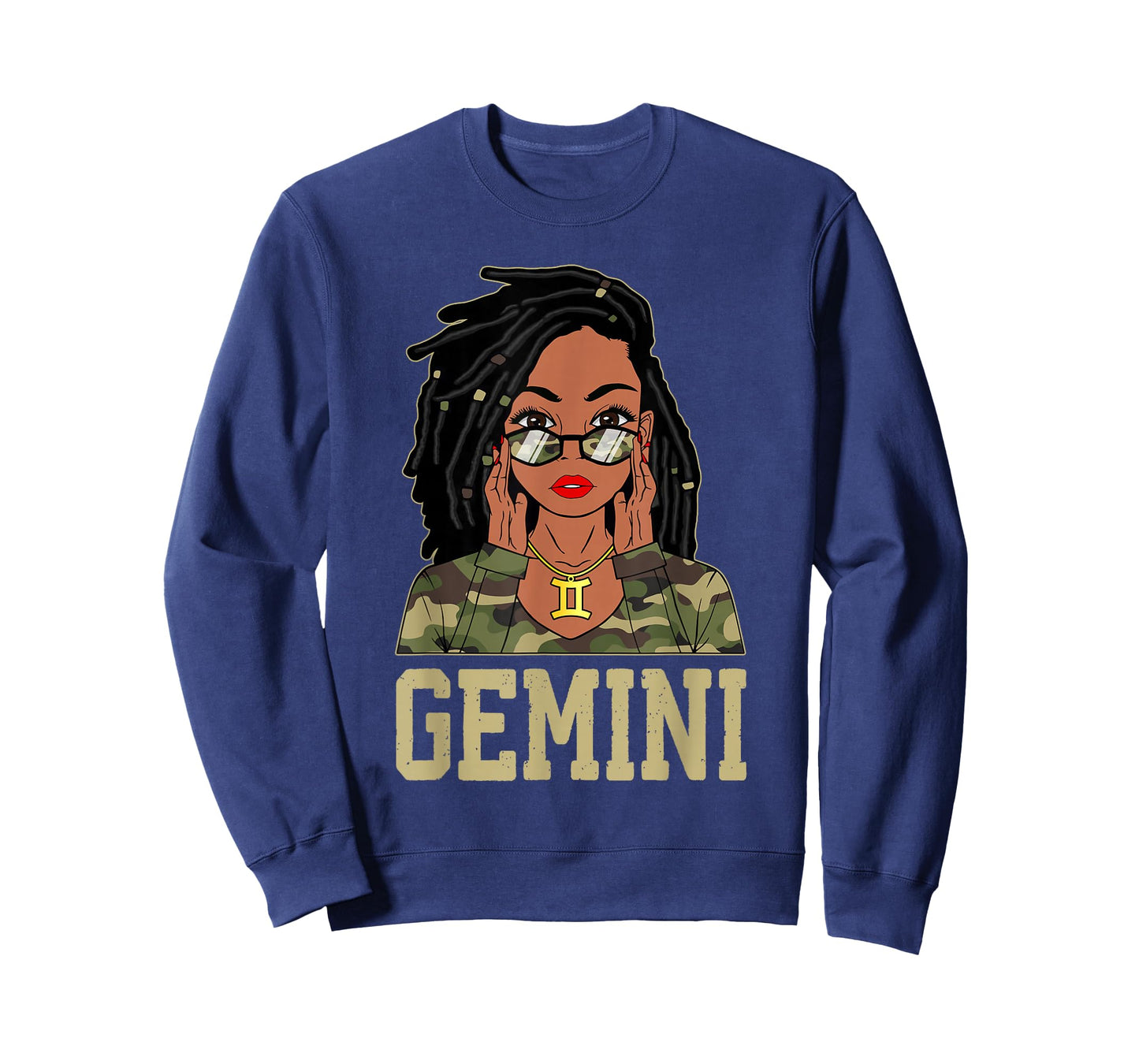 Gemini Loc'd Hair Sassy Black Woman Camo Melanin Girl T-Shirt