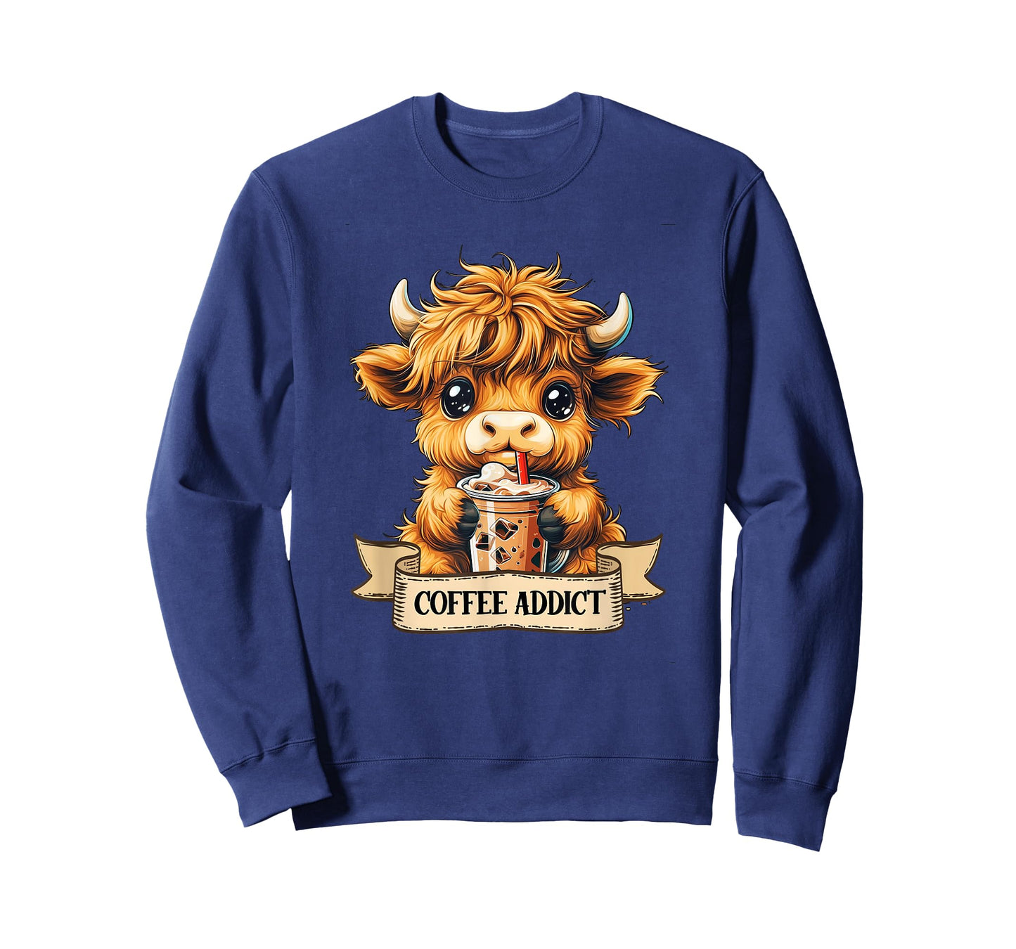 Cute Highland Cow Coffee Addict Funny Drink Coffee Cowgirl T-Shirt
