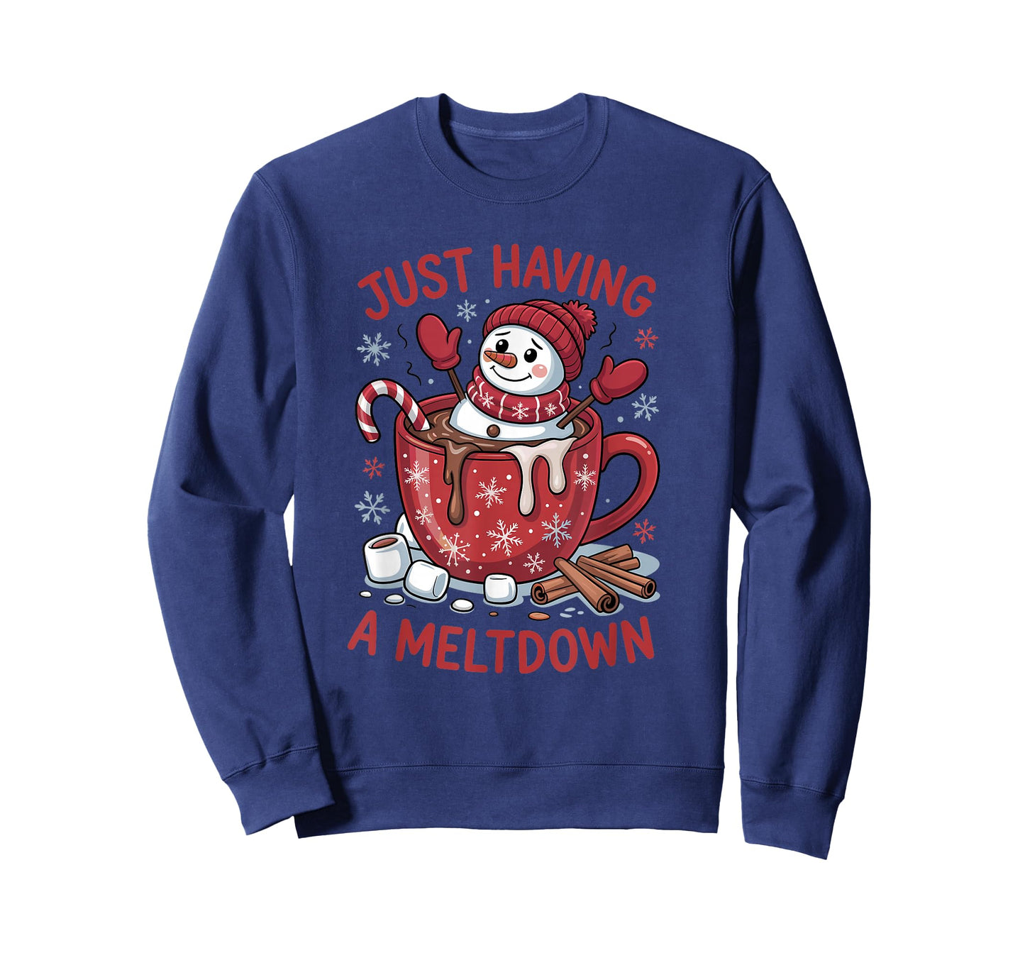 Funny Christmas Snowman Hot Chocolate Just Having A Meltdown T-Shirt