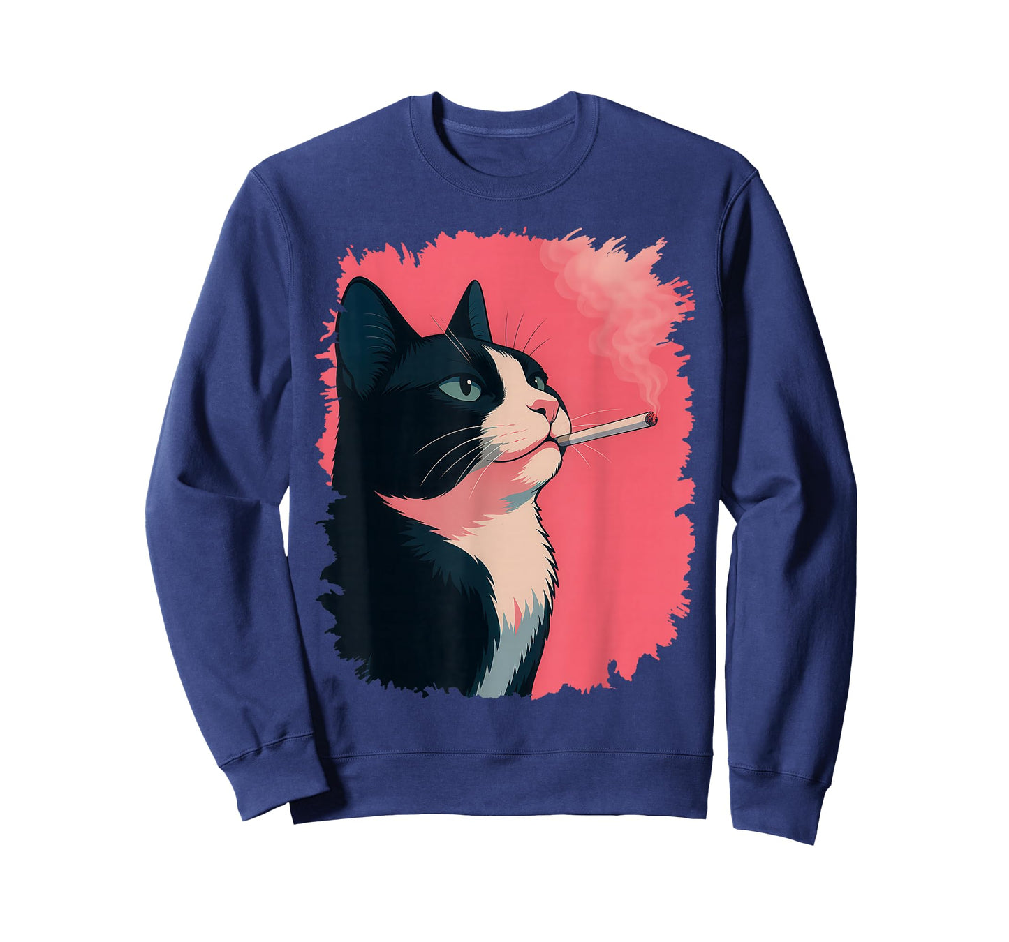 Retro Cool Cat Smoking Funny Cat for Men Women T-Shirt