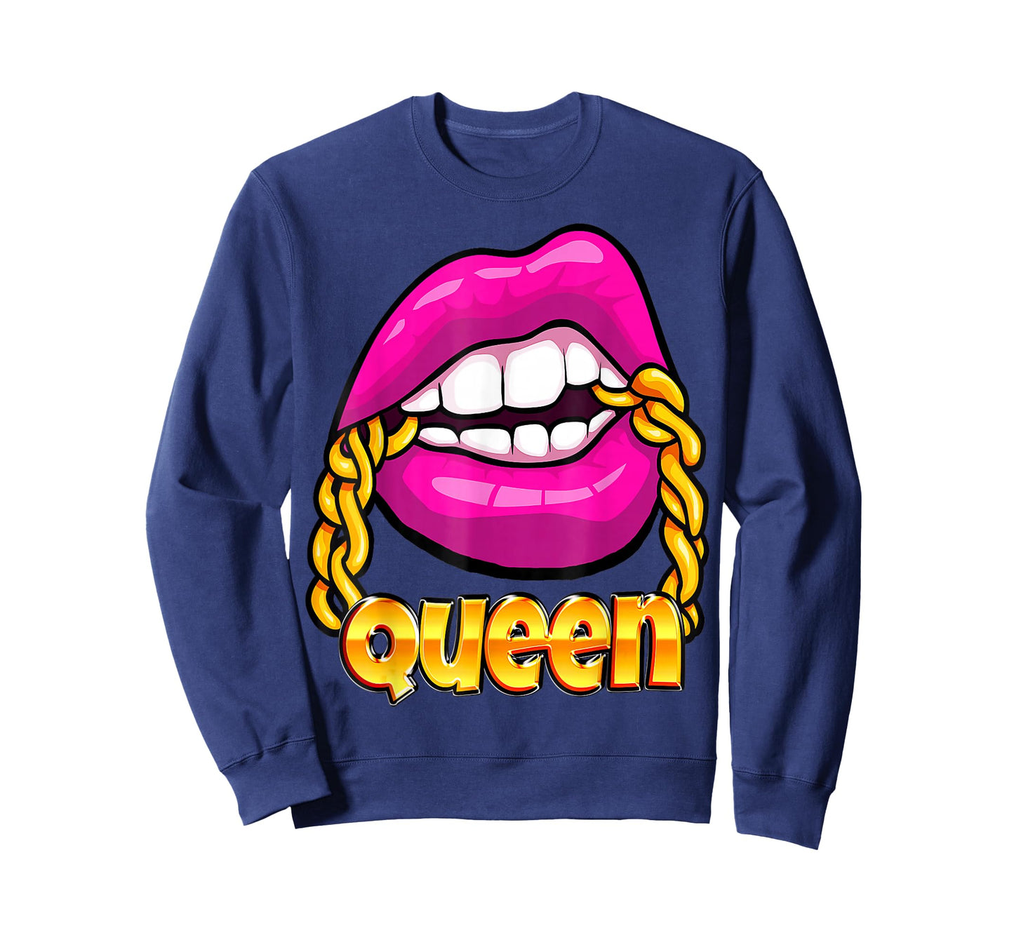 Melanin Juicy Lips Gold Chain Hot Pink Bubblegum Black Queen T-Shirt
