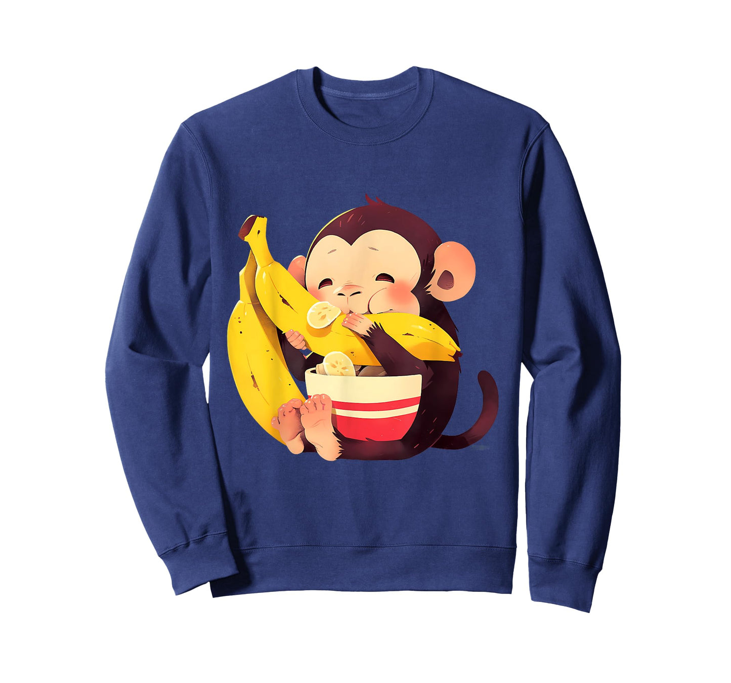 Banana Monkey Cute Monkey Wildlife Drawing Bananas Fruit T-Shirt