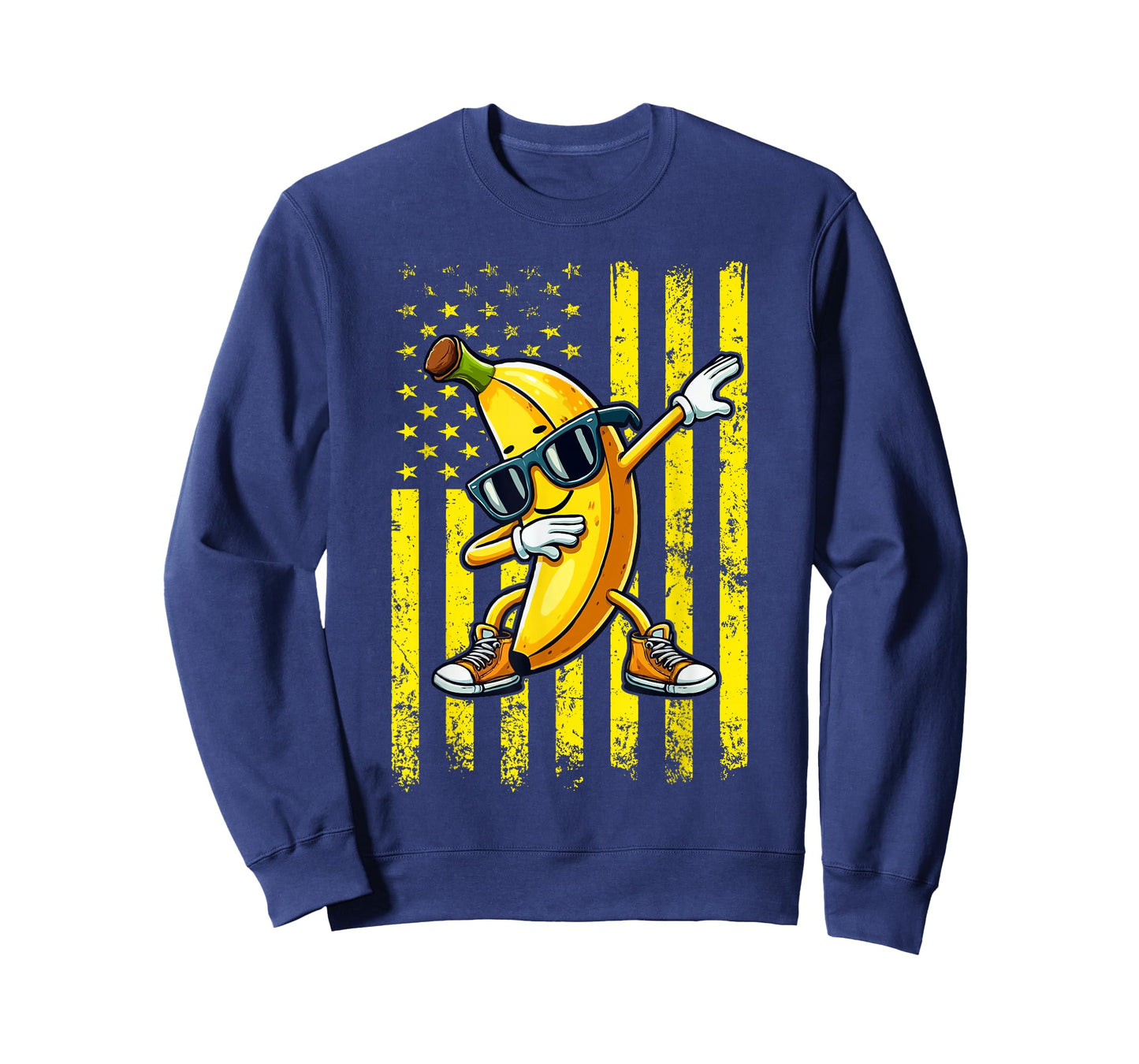 Dabbing Banana Retro American Flag Banana Lover Kids Boys T-Shirt
