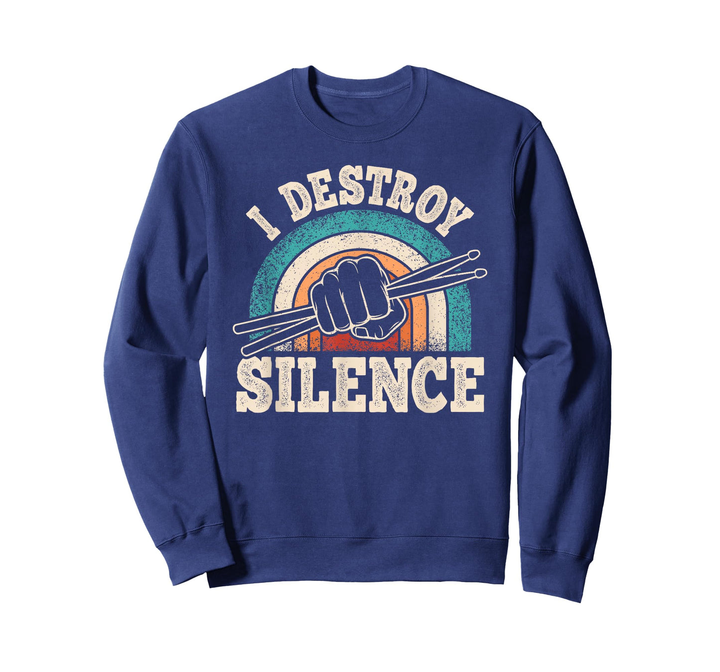 I Destroy Silence Retro Drummer Funny Drumming Lover Drum T-Shirt