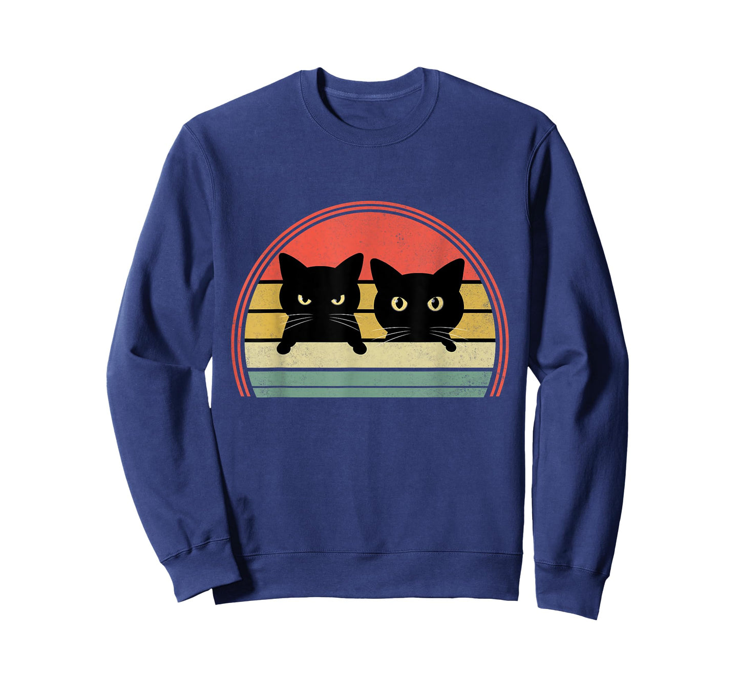 2 Black Cats Peeking Vintage Retro Cat Animal Lover T-Shirt for Men Women Girls Kids