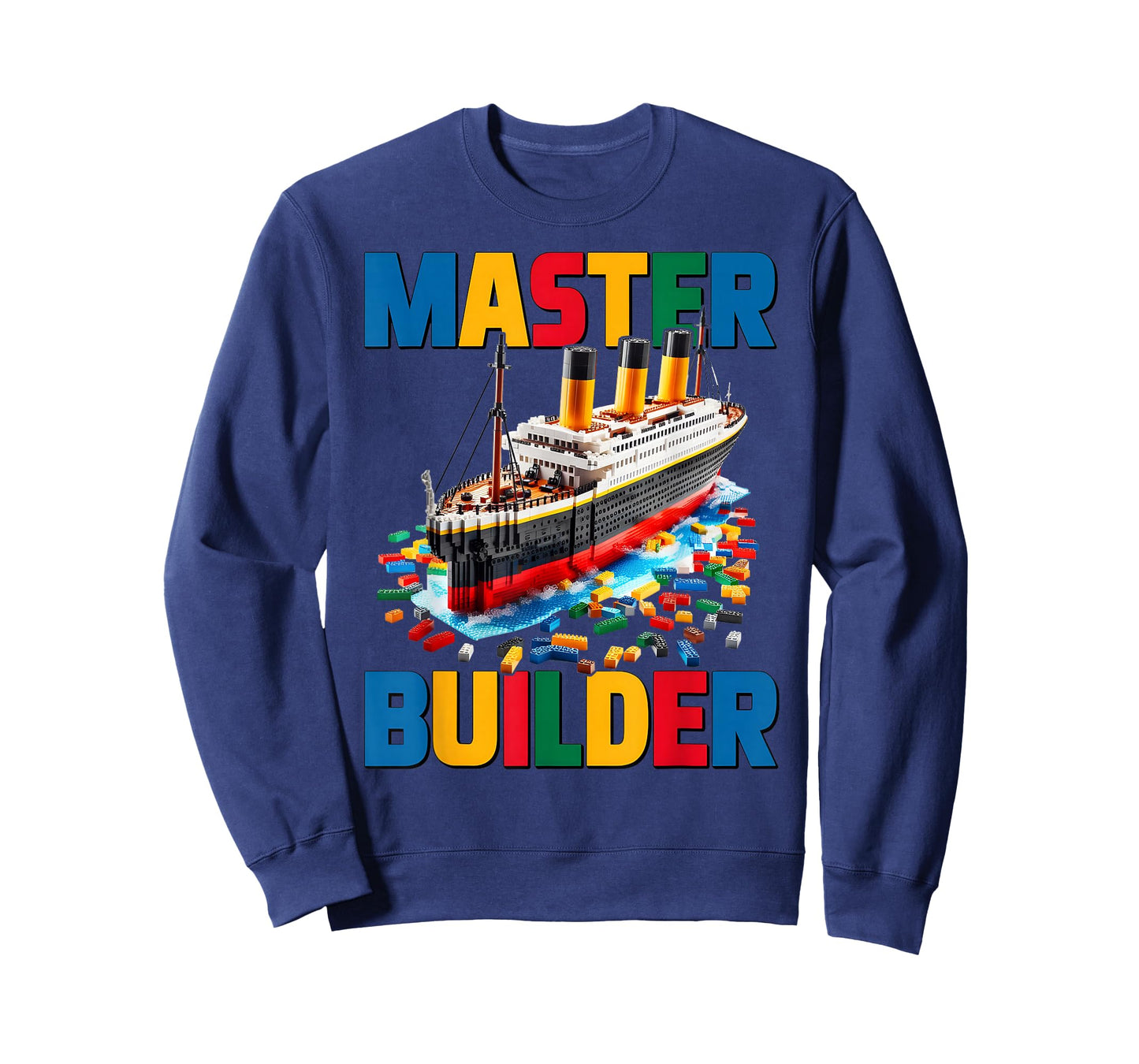 Master Builder Ship Kids Boys Toy Building Blocks Brick Fun T-Shirt