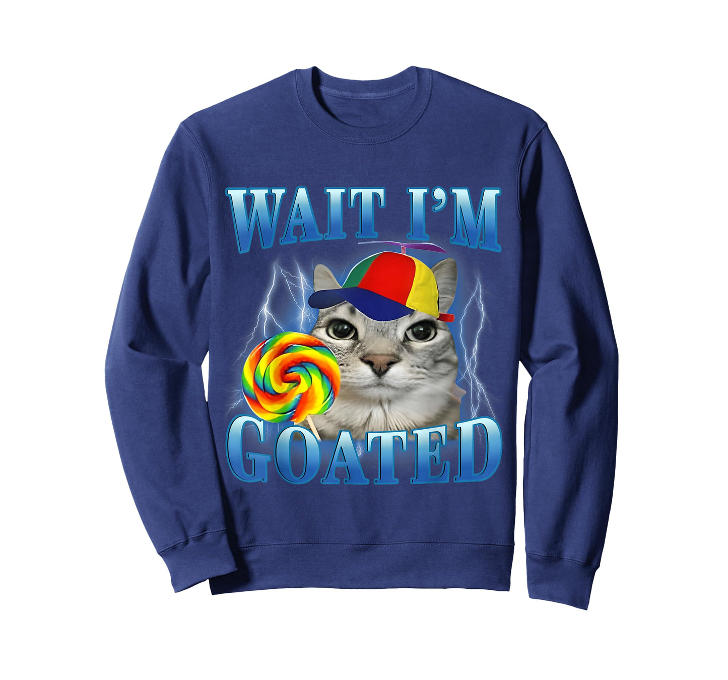 Wait I'm Goated Lollipop Cat Meme Funny Silly Cats Brainrot T-Shirt