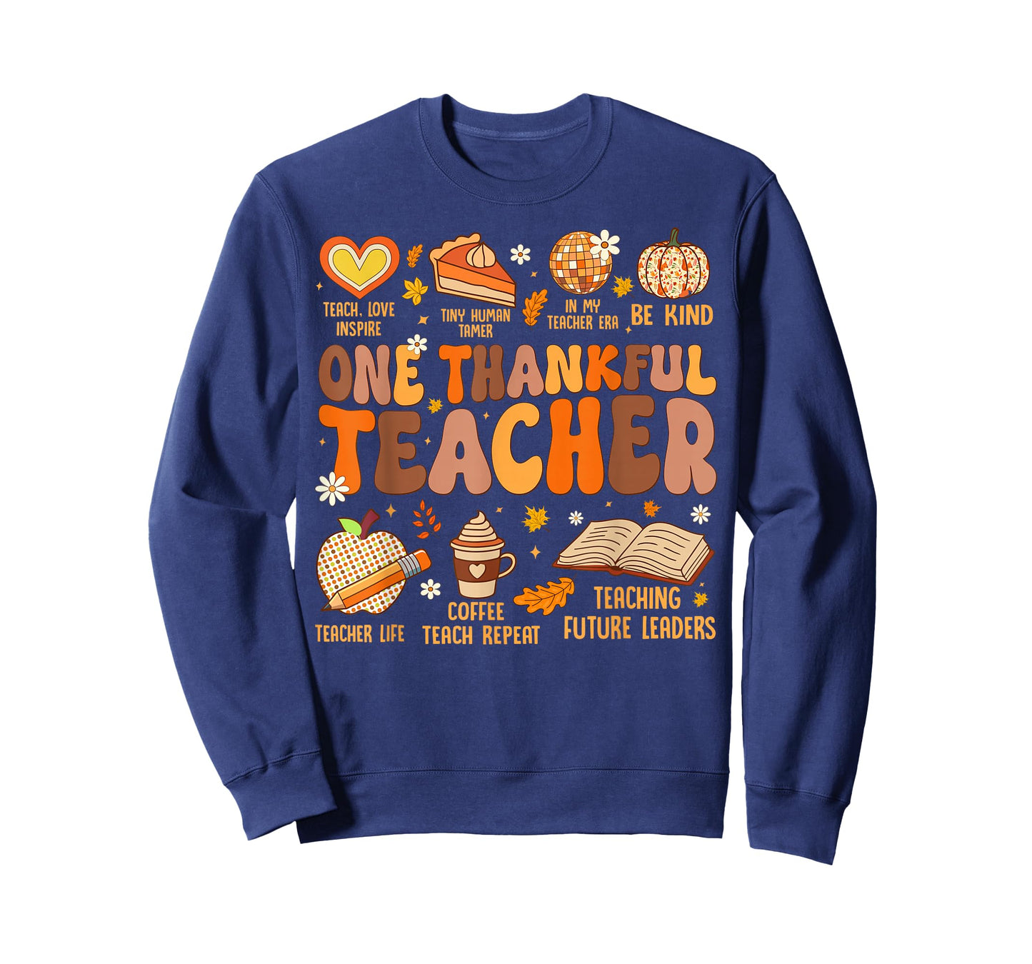 Fall Thanksgiving Teachers Women Kids One Thankful Teacher T-Shirt