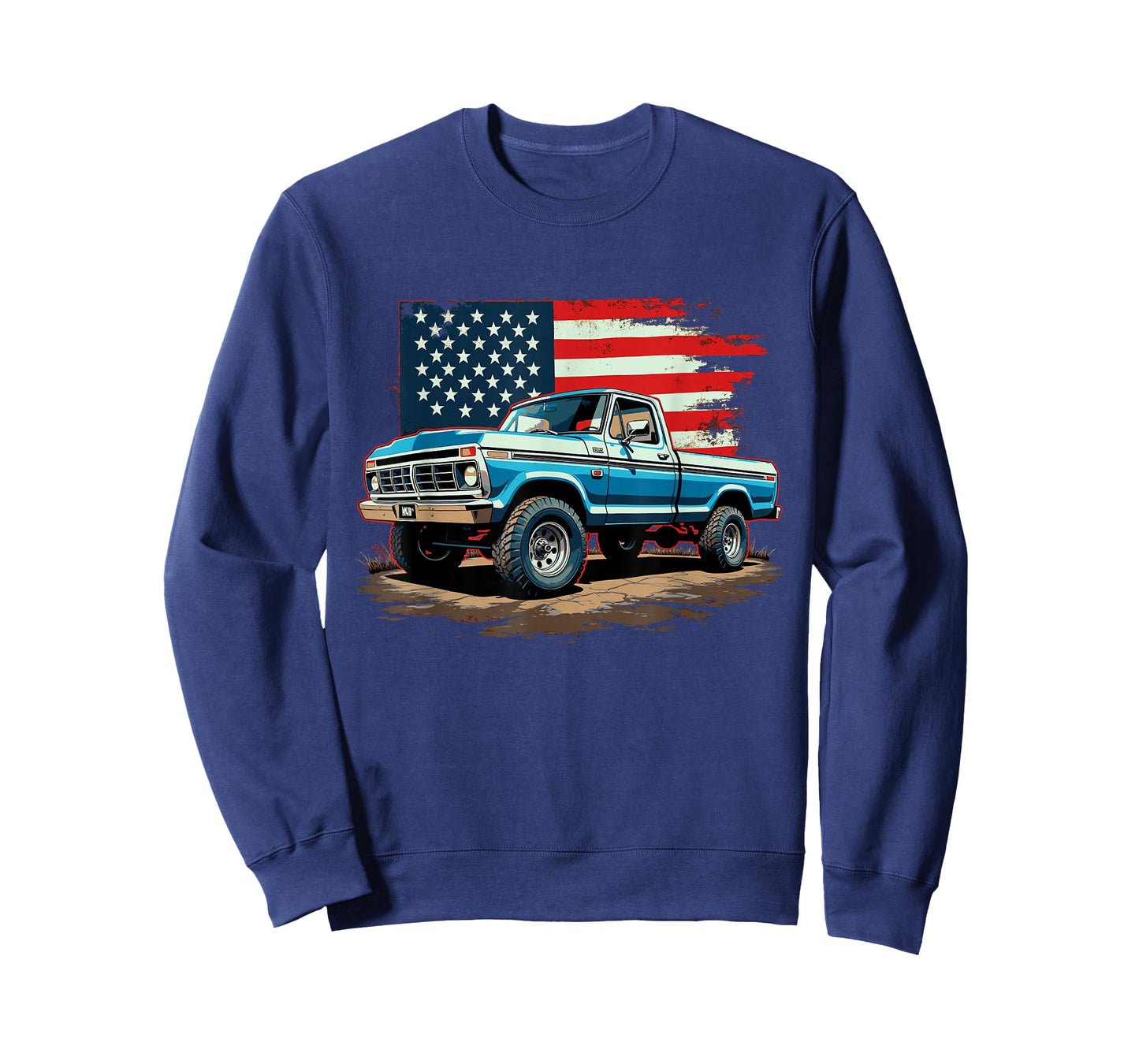 Dentside Classic Truck Dentside Lifted Highboy 4x4 Patriotic T-Shirt