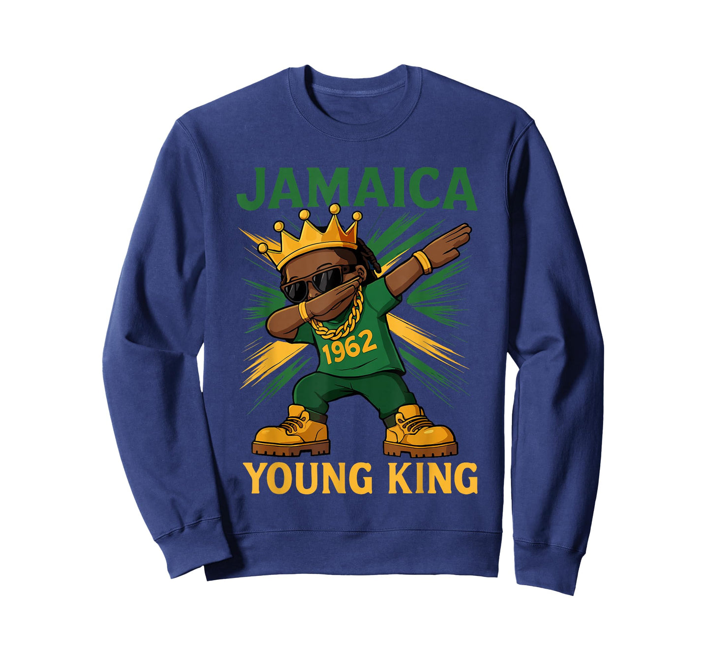 Jamaica Young King Dabbing Proud Jamaican Flag For Boys T-Shirt