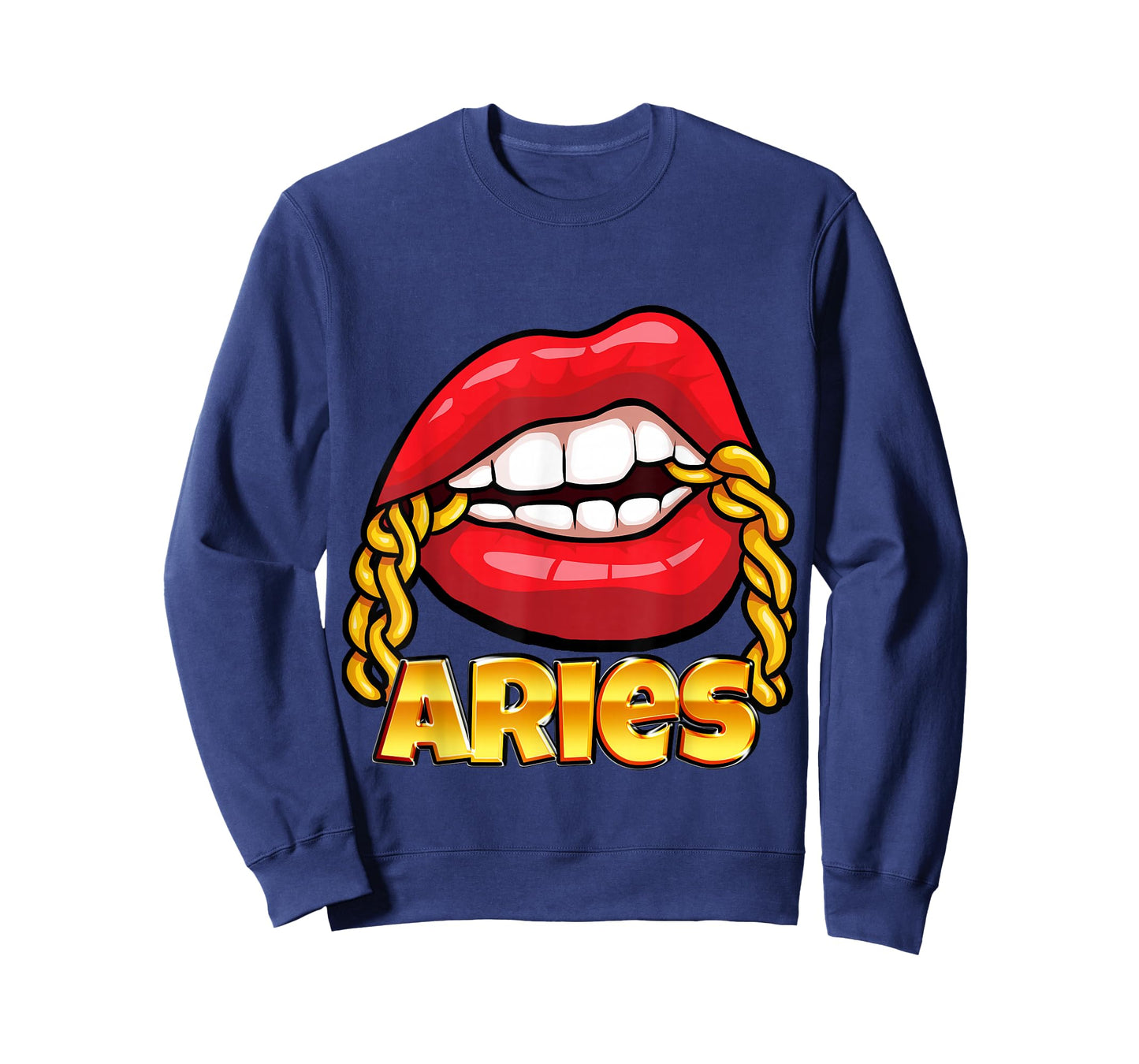 Juicy Lips Gold Chain Aries Zodiac Sign T-Shirt