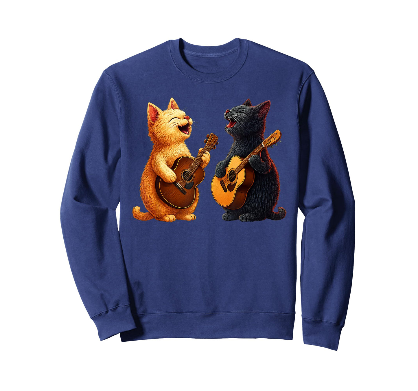Cute Cats Playing Guitar Musician Music T-Shirt