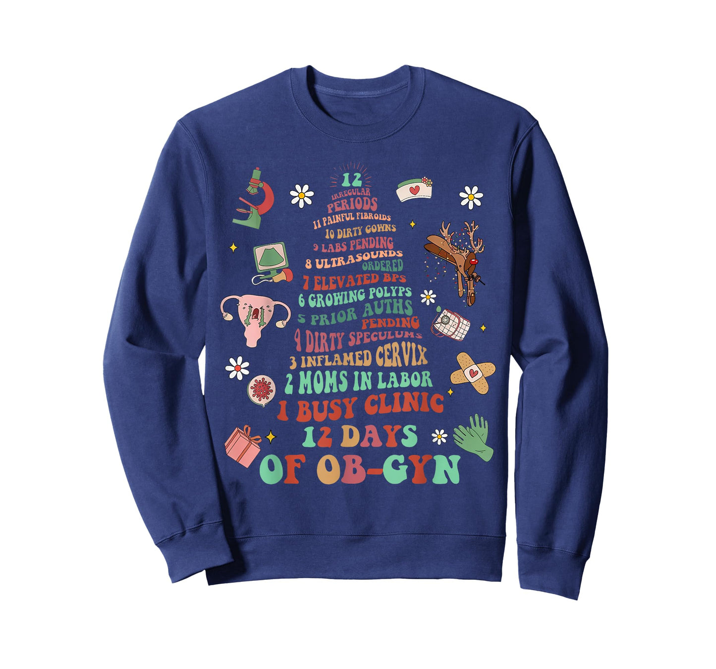 12 Days of OB-GYN Christmas Tree Labor & Delivery Nurse Xmas T-Shirt