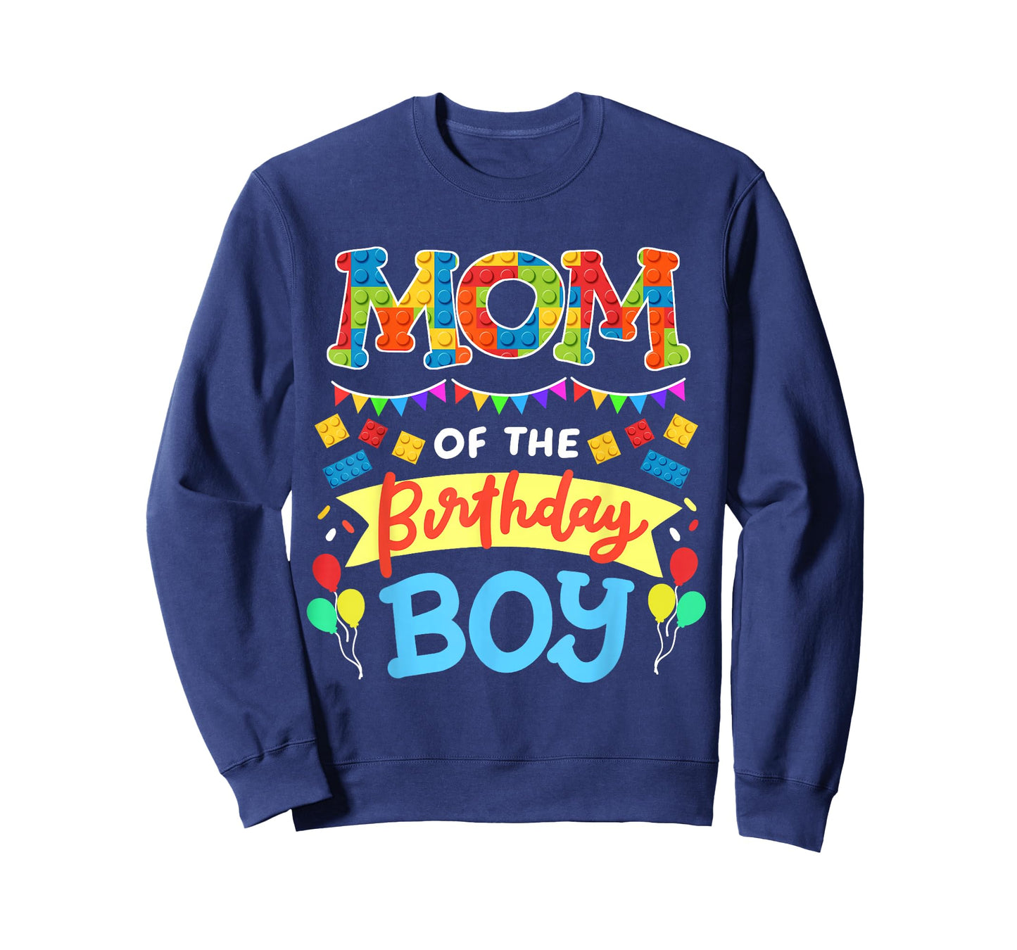 Mom of The Birthday Boy Building Blocks Bricks Family Women T-Shirt