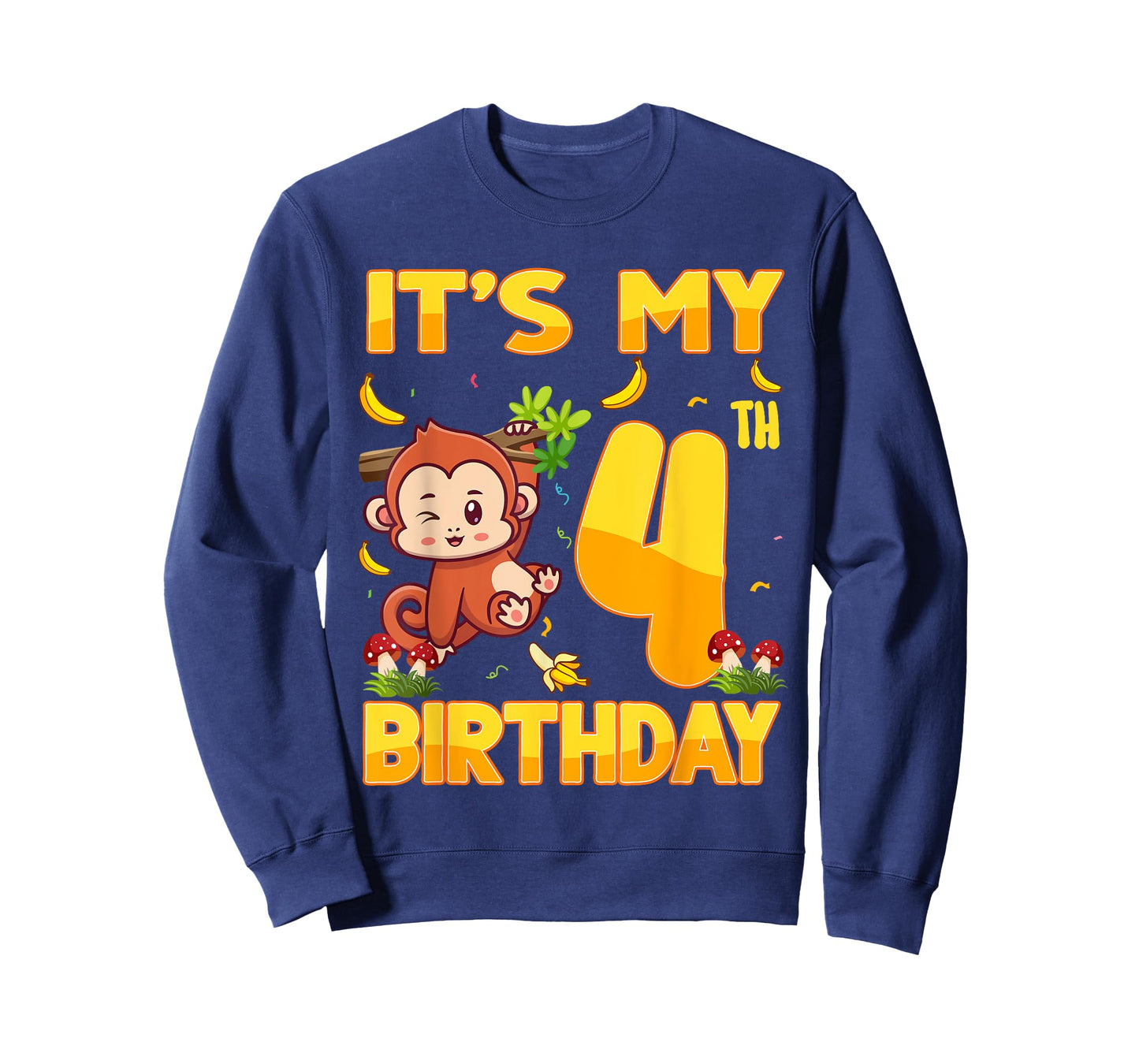 It's My 4th Birthday Monkey 4 Year Old Bday Party Kid Boy Gi T-Shirt
