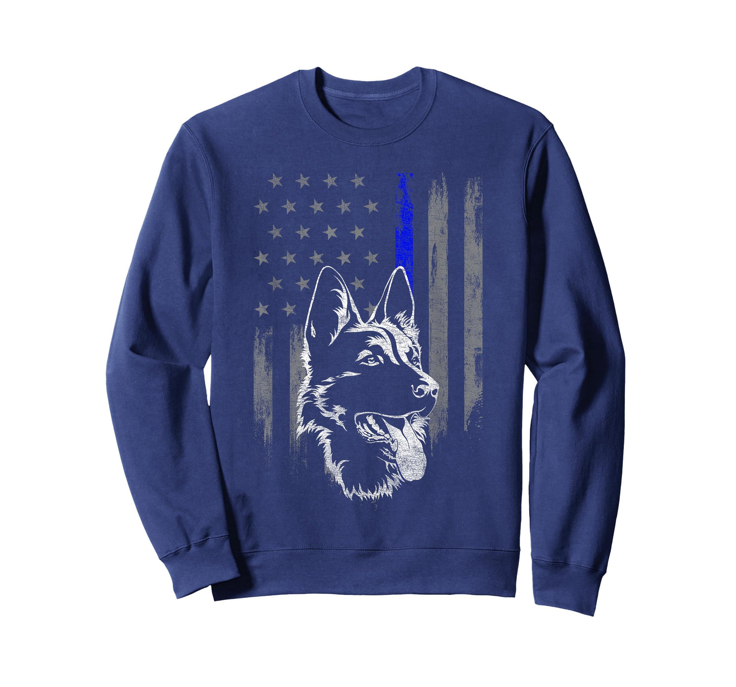 American Flag Thin Blue Line Flag German Shepherd Police T-Shirt