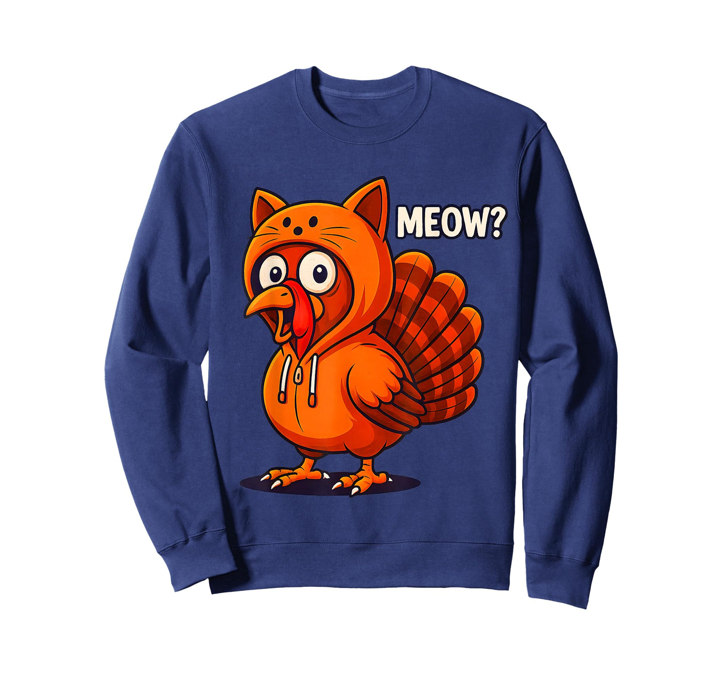 Funny cat Thanksgiving Meow Turkey for Kids Men Women T-Shirt