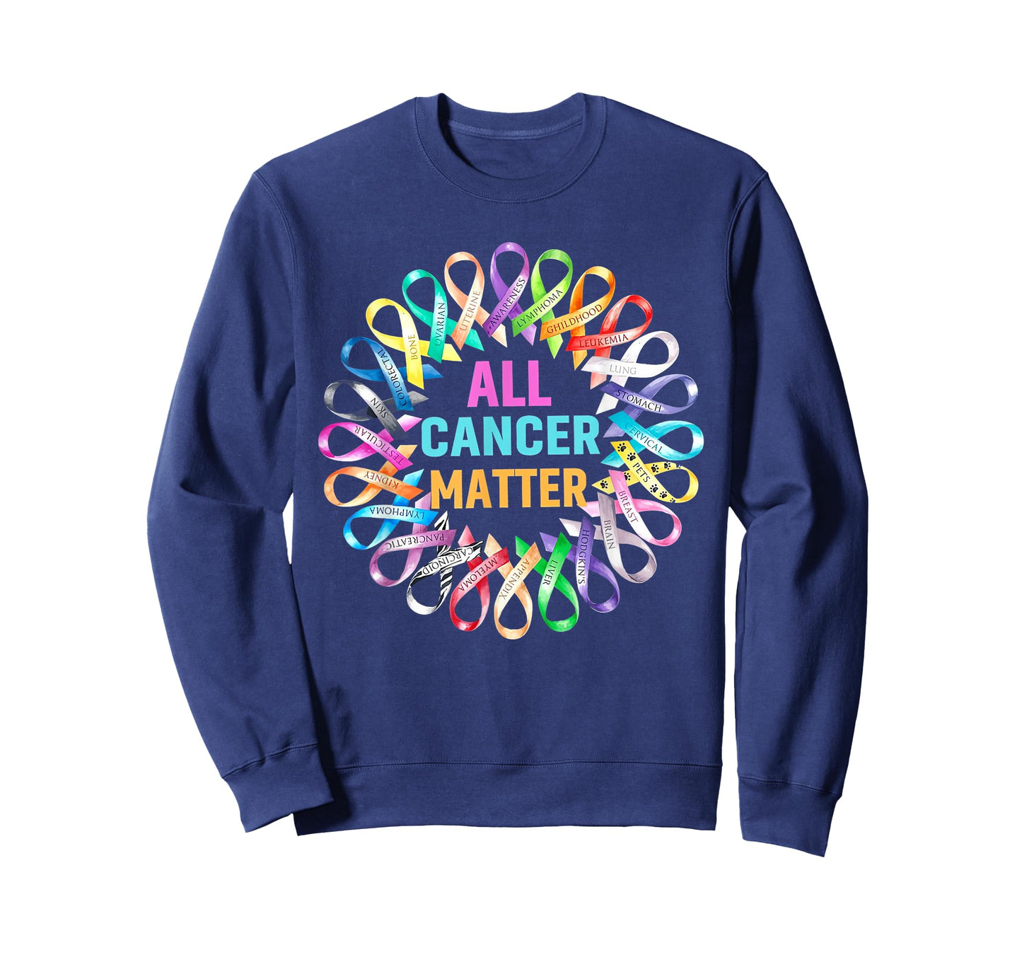 All Cancer Matter Colorful Ribbons Cancer Awareness T-Shirt