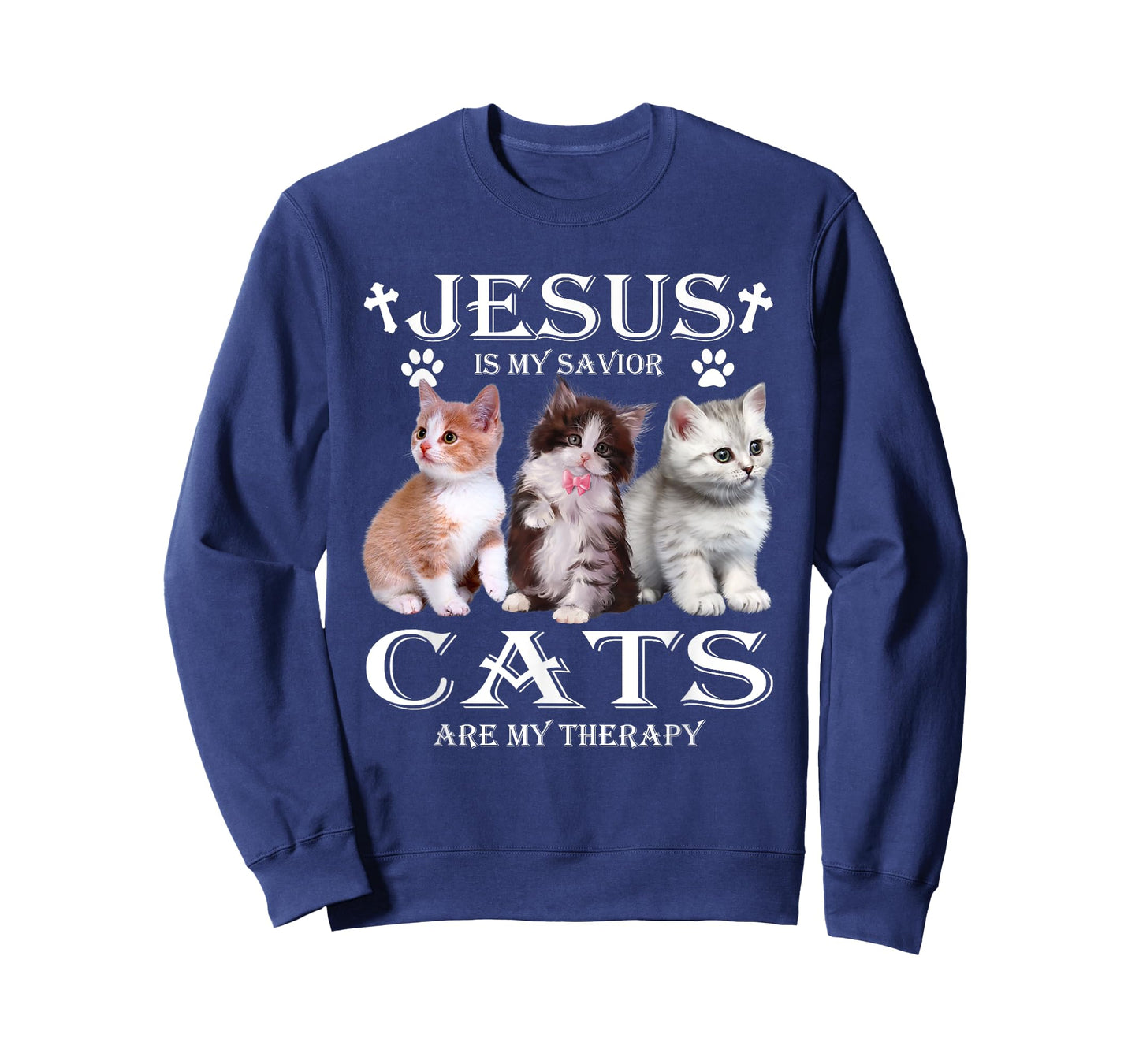 Jesus is My Savior Cats Are My Therapy Christians Cat Lover T-Shirt