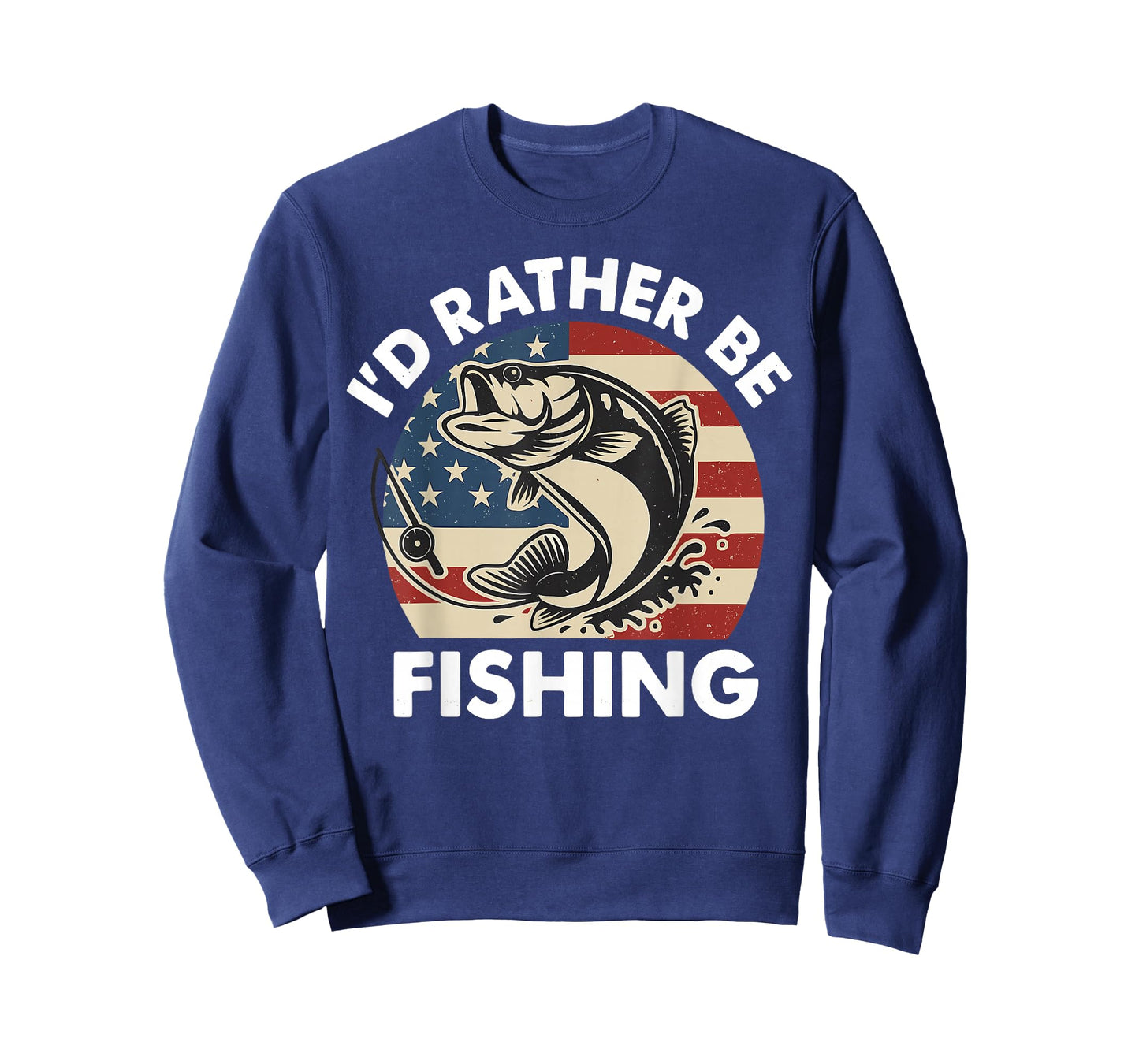 Funny I'd Rather Be Fishing American Flag Patriotic for Kids T-Shirt