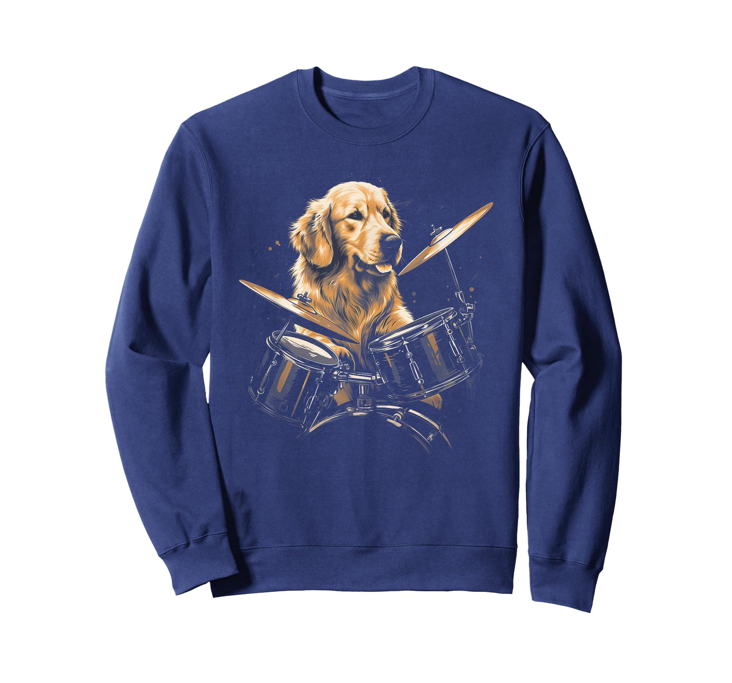 Funny Golden Retriever Dog Playing Drums T-Shirt for Men Women