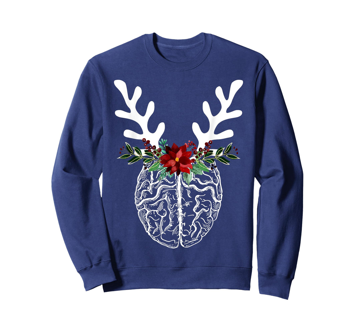 Anatomy Brain Floral Reindeer Christmas Neurology Nurse T-Shirt