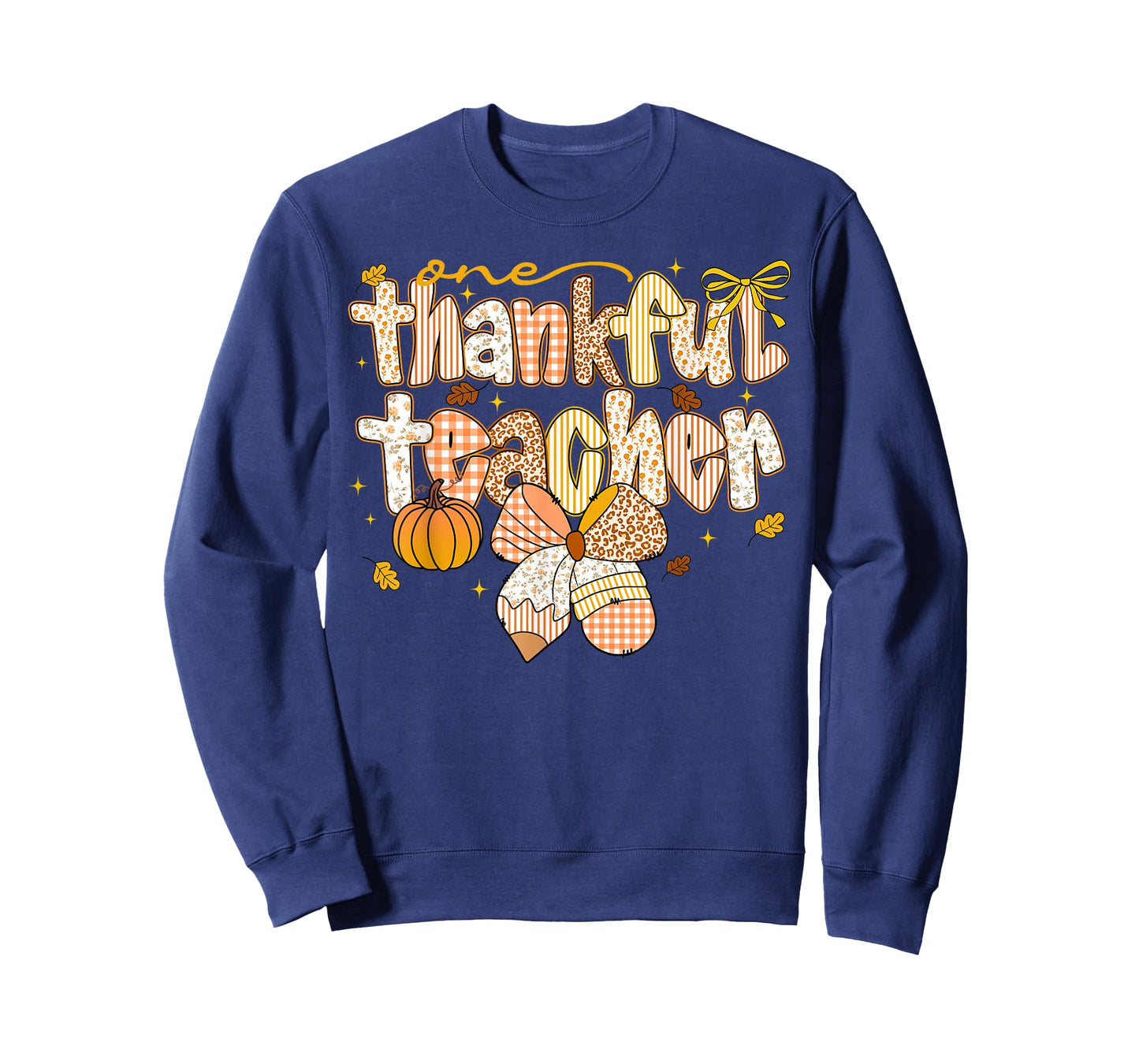 One Thankful Teacher Coquette Bow Pumpkin Thanksgiving Funny T-Shirt