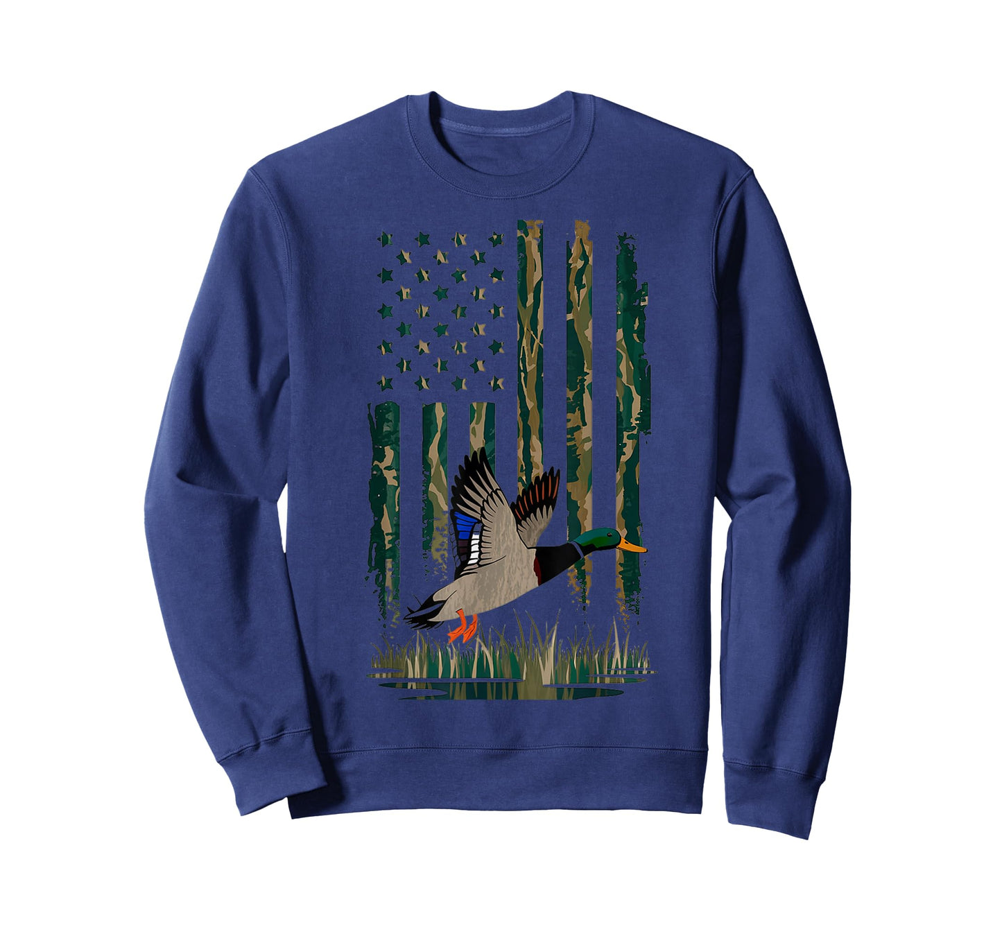 Duck Hunting Shirt Men Boys Kids Waterfowl Hunters Camo Flag T-Shirt
