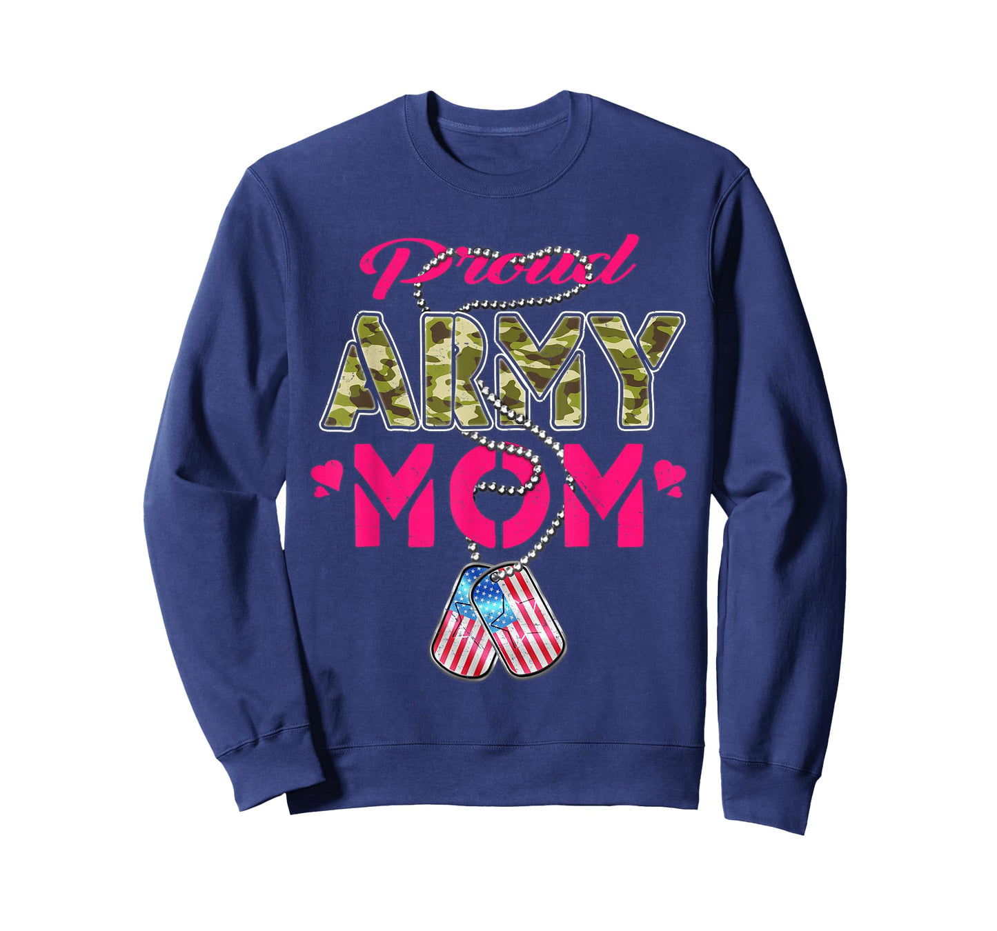 Proud Army Mom US Flag Camo Dog Tags Military Mother T-Shirt